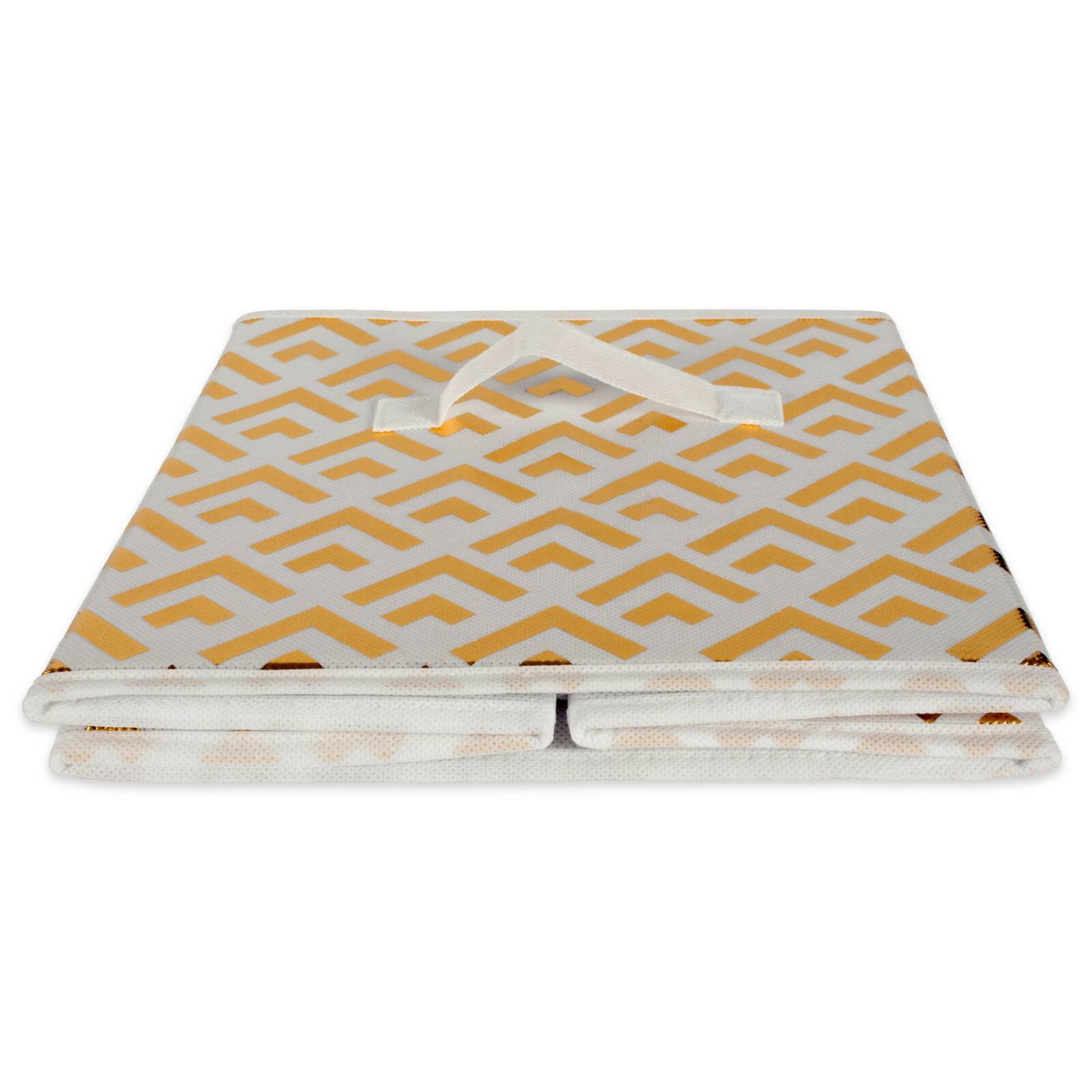 DII® 13" Nonwoven Polyester White & Gold Double Diamond Storage Cube, 2ct.