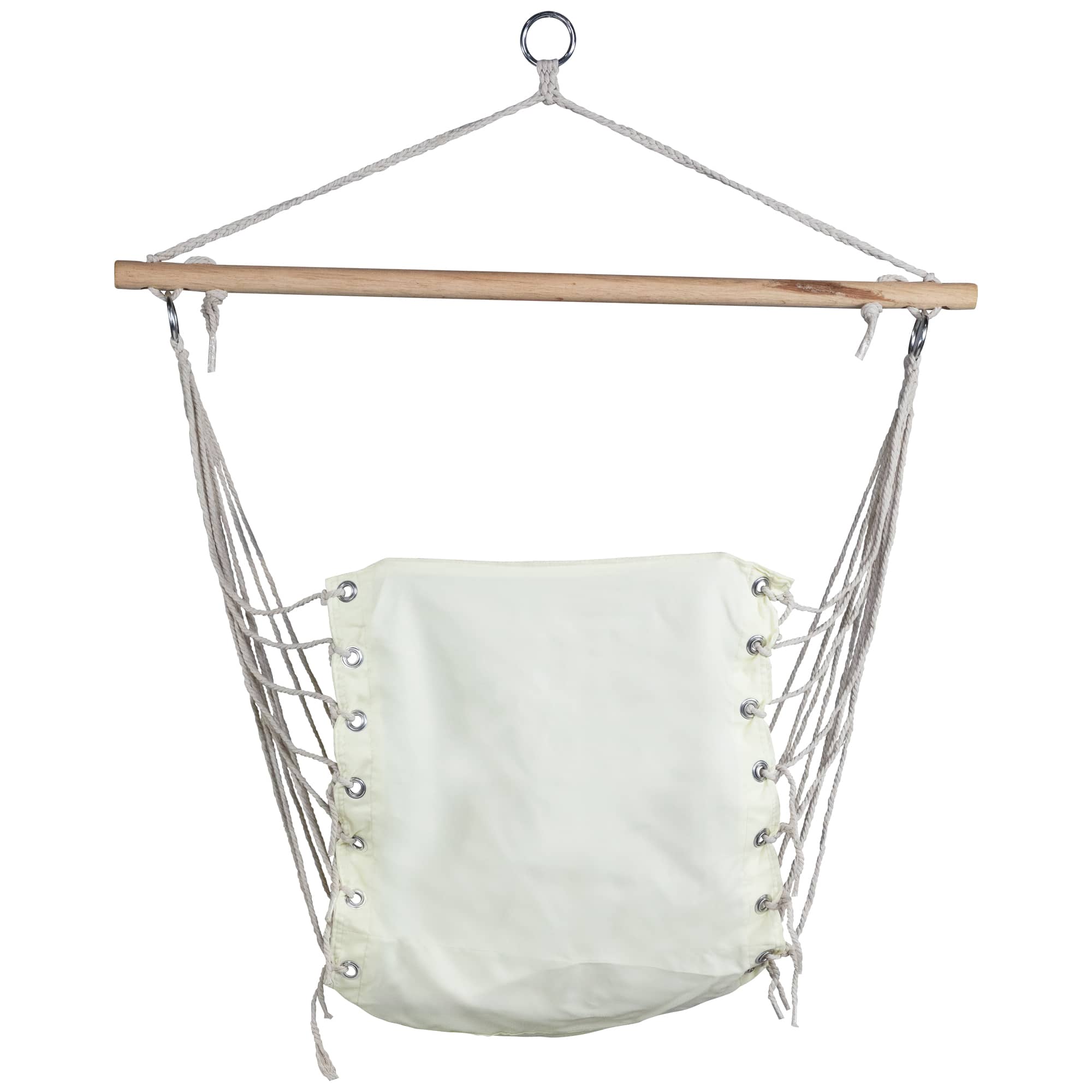 37.25" x 33" Cream Hammock Chair with Wooden Bar