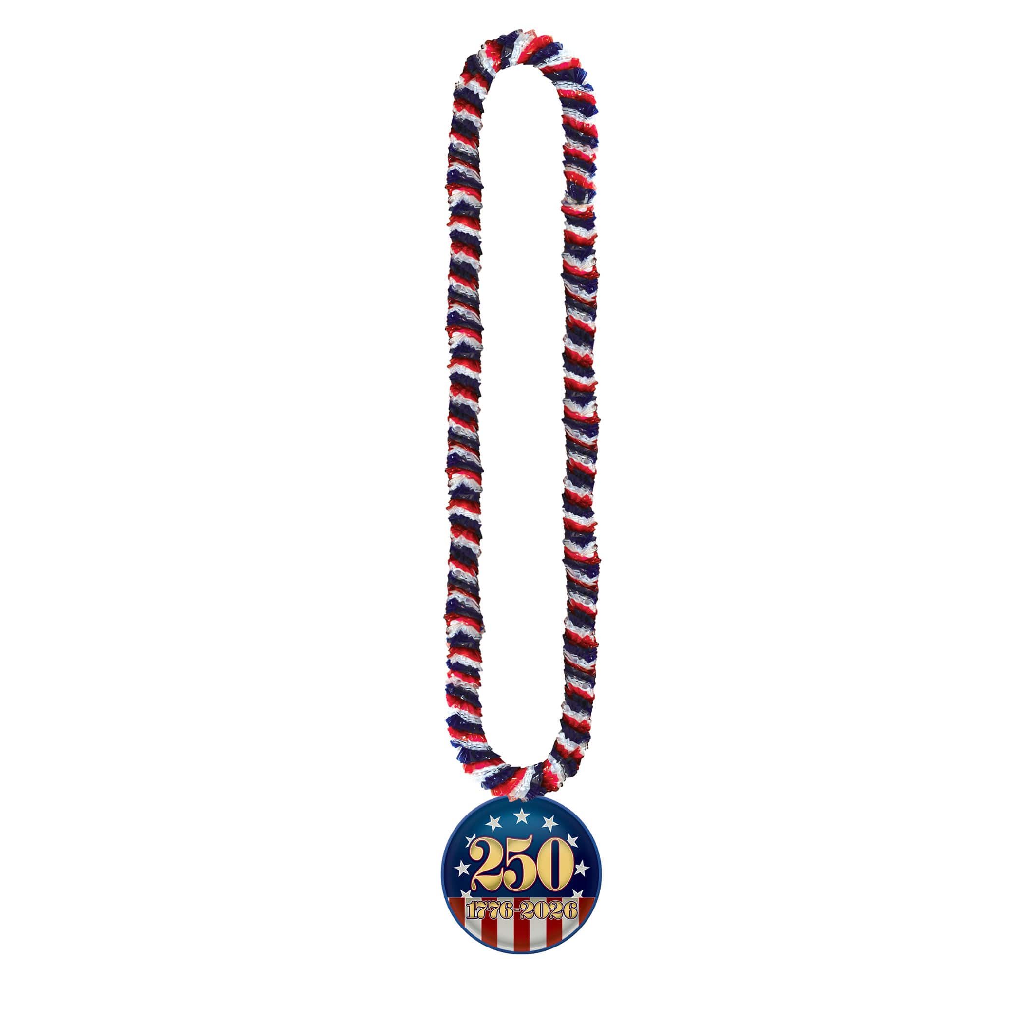 Beistle 36" Soft-Twist Poly Leis with Semiquincentennial Medallions, 8ct.