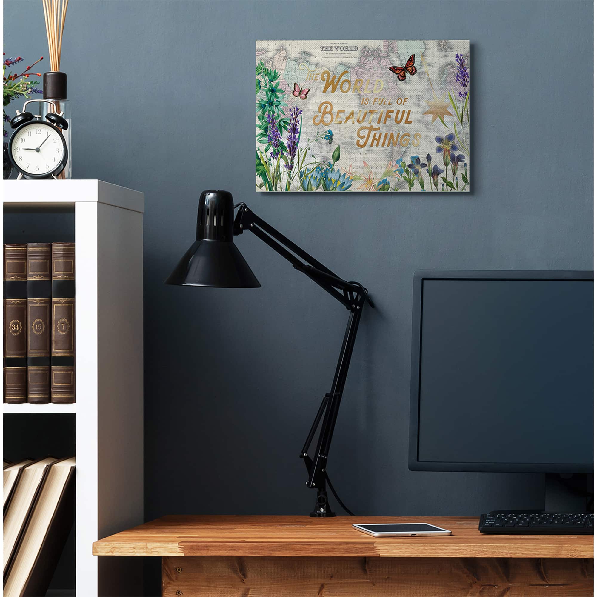 Stupell Industries Beautiful Things Floral Map Canvas Wall Art