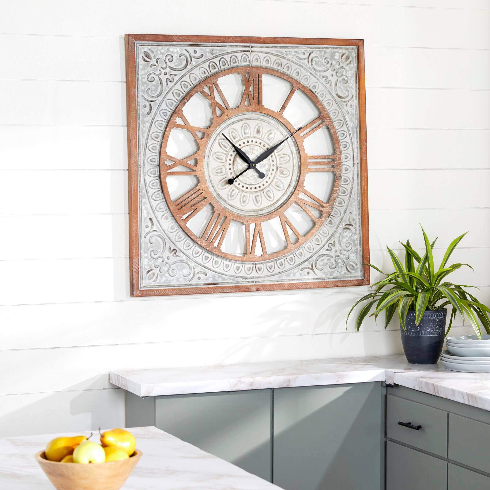 Brown Farmhouse Wood Wall Clock
