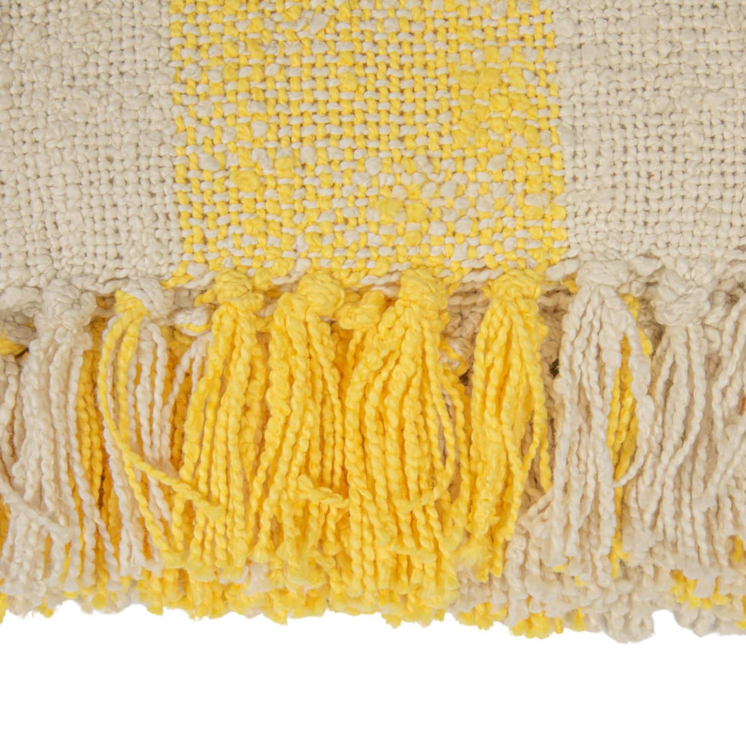 Hello Honey® Yellow & Cream Plaid Hand-Woven Cotton Throw with Fringe