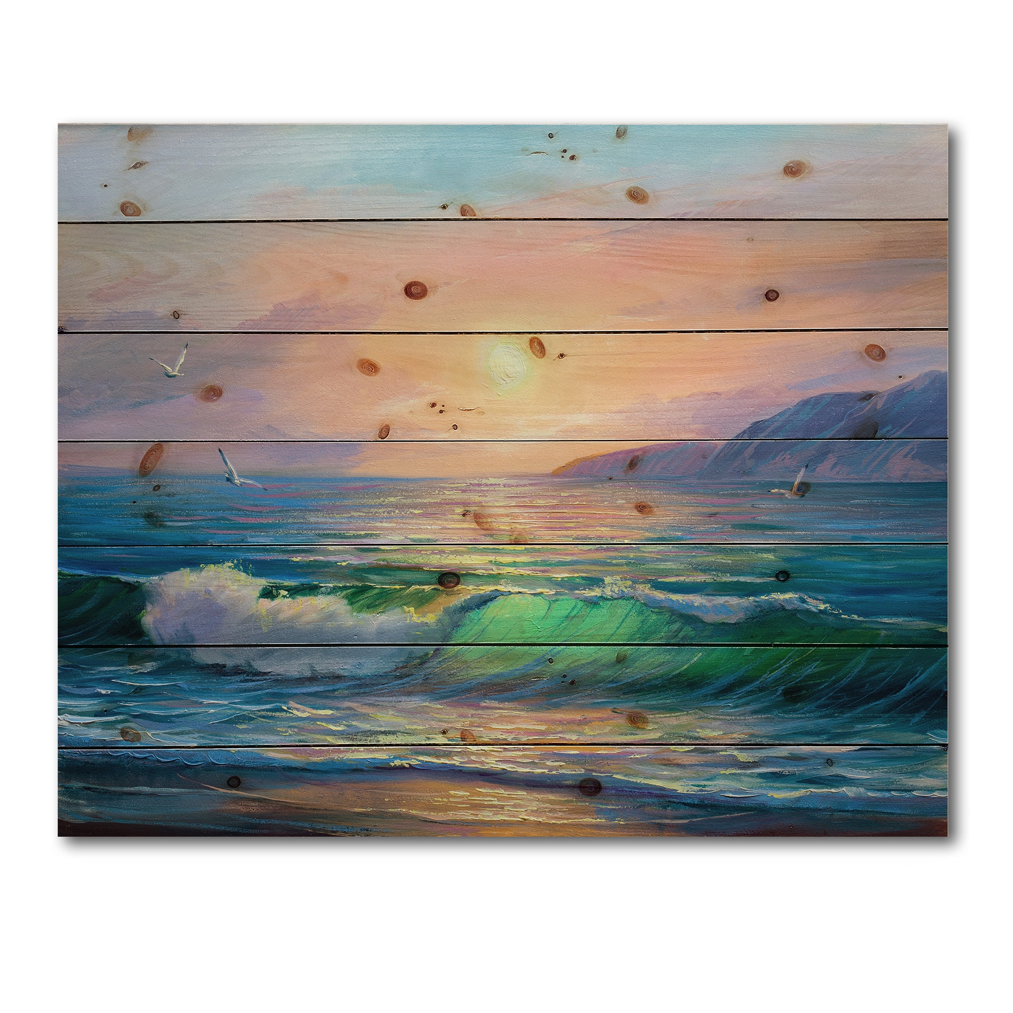 Designart - Blue Waves Breaking At The Beach V