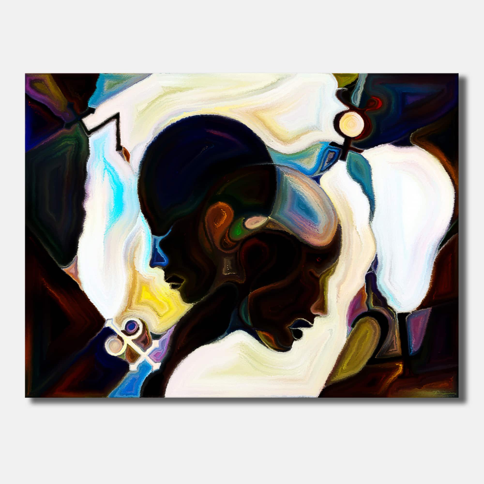 Designart - Union Of Male And Female Faces I - Modern Canvas Wall Art Print