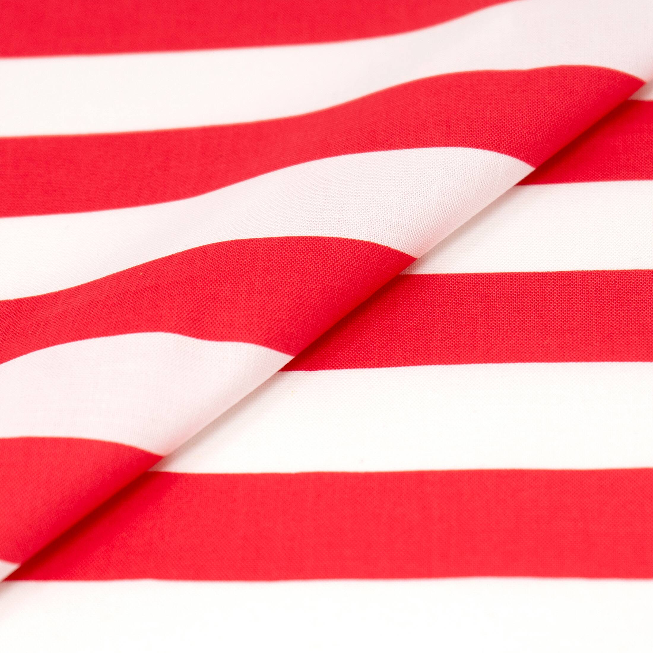 SINGER Patriotic Red & White Stripe Print Ringspun Cotton Fabric