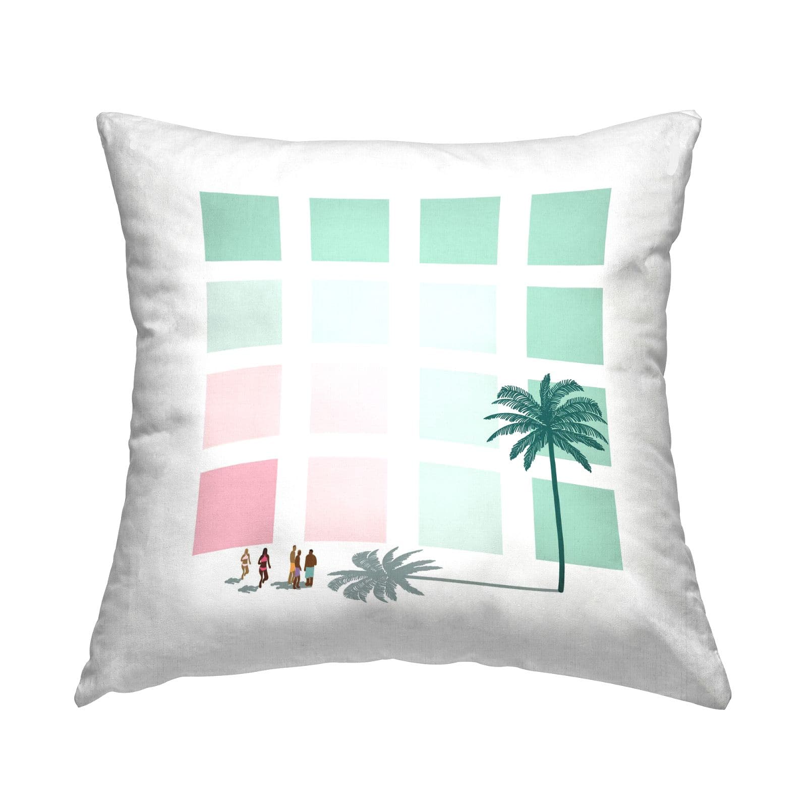 Stupell Industries Tropical Palms Beach Geometric Pastel Square Shapes Throw Pillow, 18" x 18"