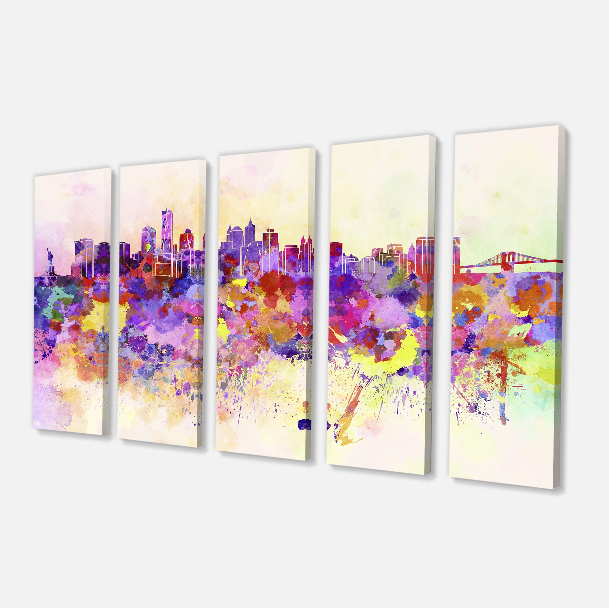 Designart - Purple New York Skyline - Cityscape Canvas Art Print