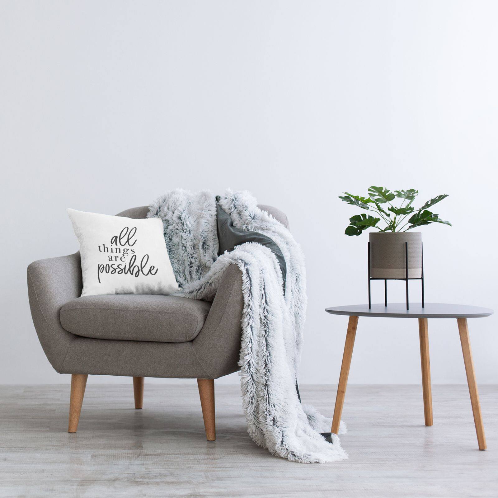 Stupell Industries All Things Are Possible Motivational Phrase Minimal Typography Throw Pillow 18" x 18"