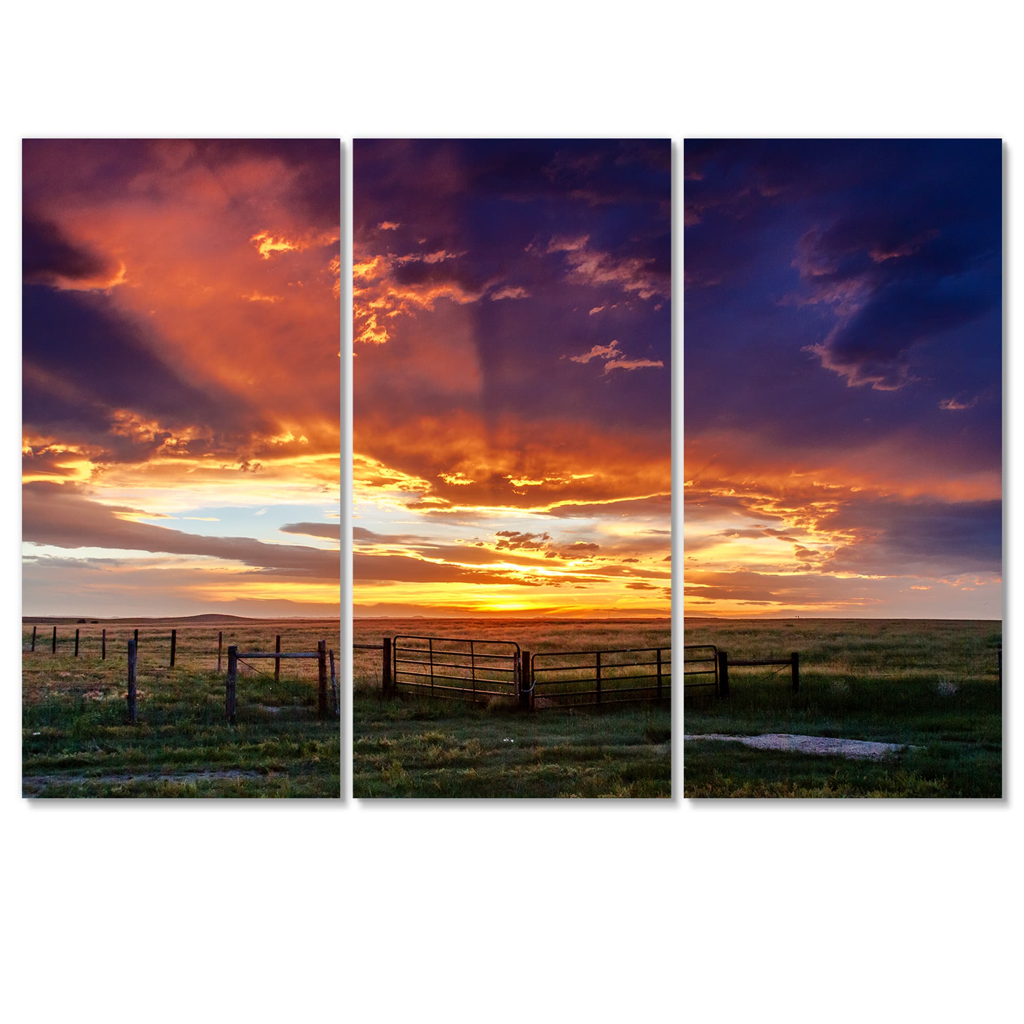 Designart - Dramatic Sunset over Prairie