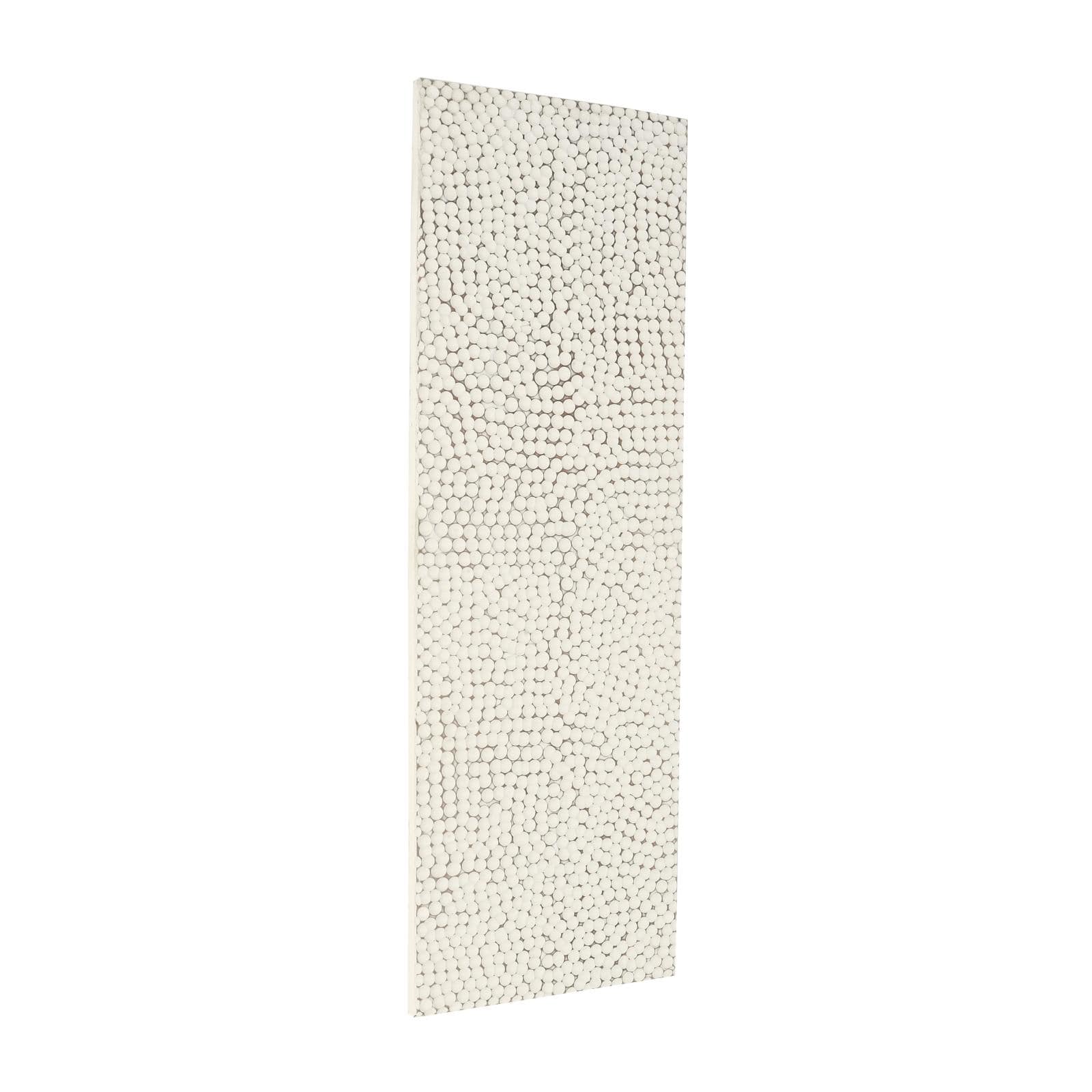48" x 16" White Geometric Handmade Abstract Spotted Panel Wall Décor