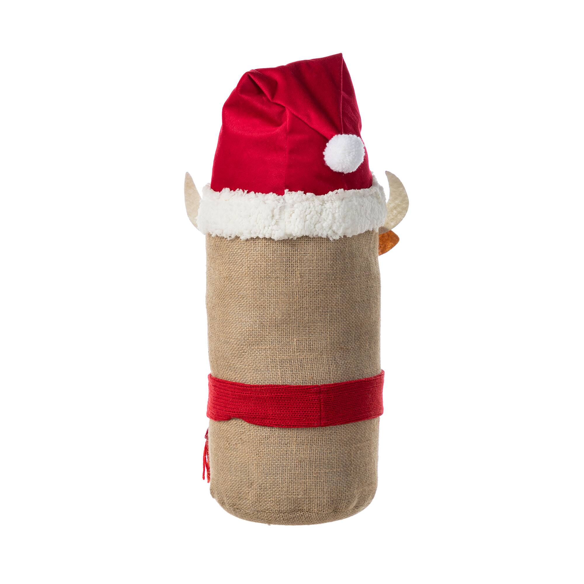 Glitzhome® 20" Christmas Linen Highland Cow Doorstop Porch Decor