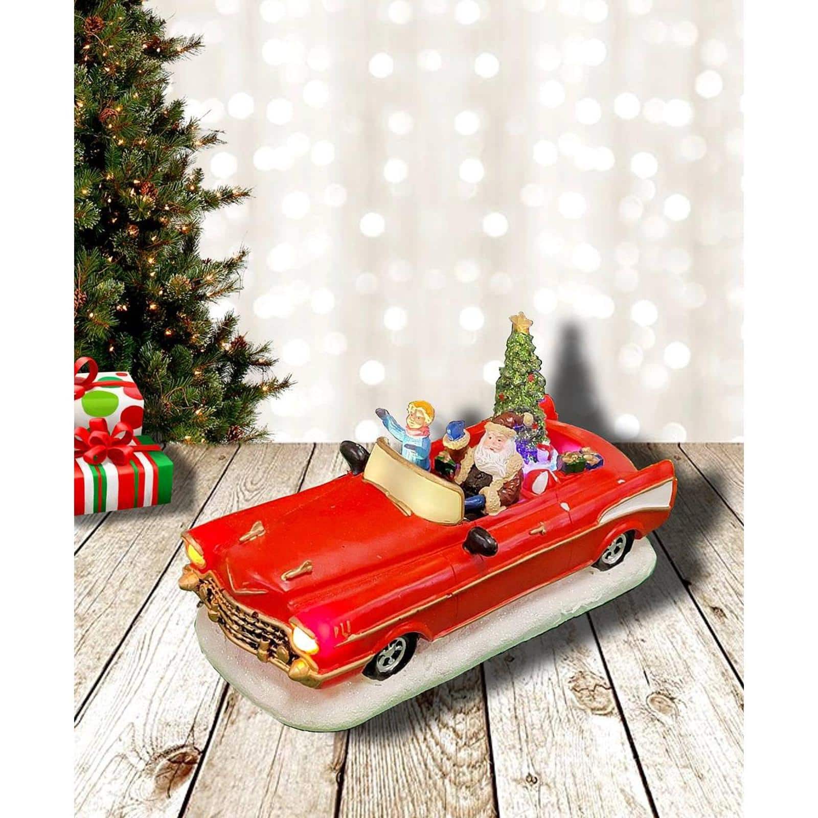 Wizardi Christmas Car with Santa Tabletop Decoration