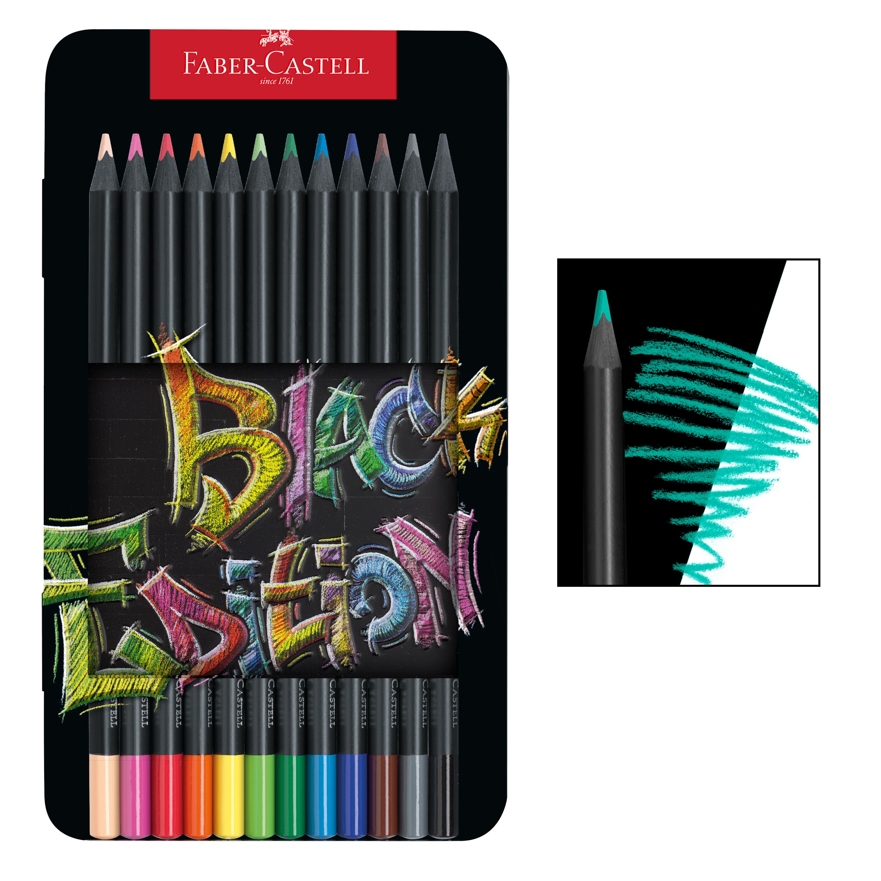 Faber-Castell® 12 Color Black Edition Colored Pencil Tin Set