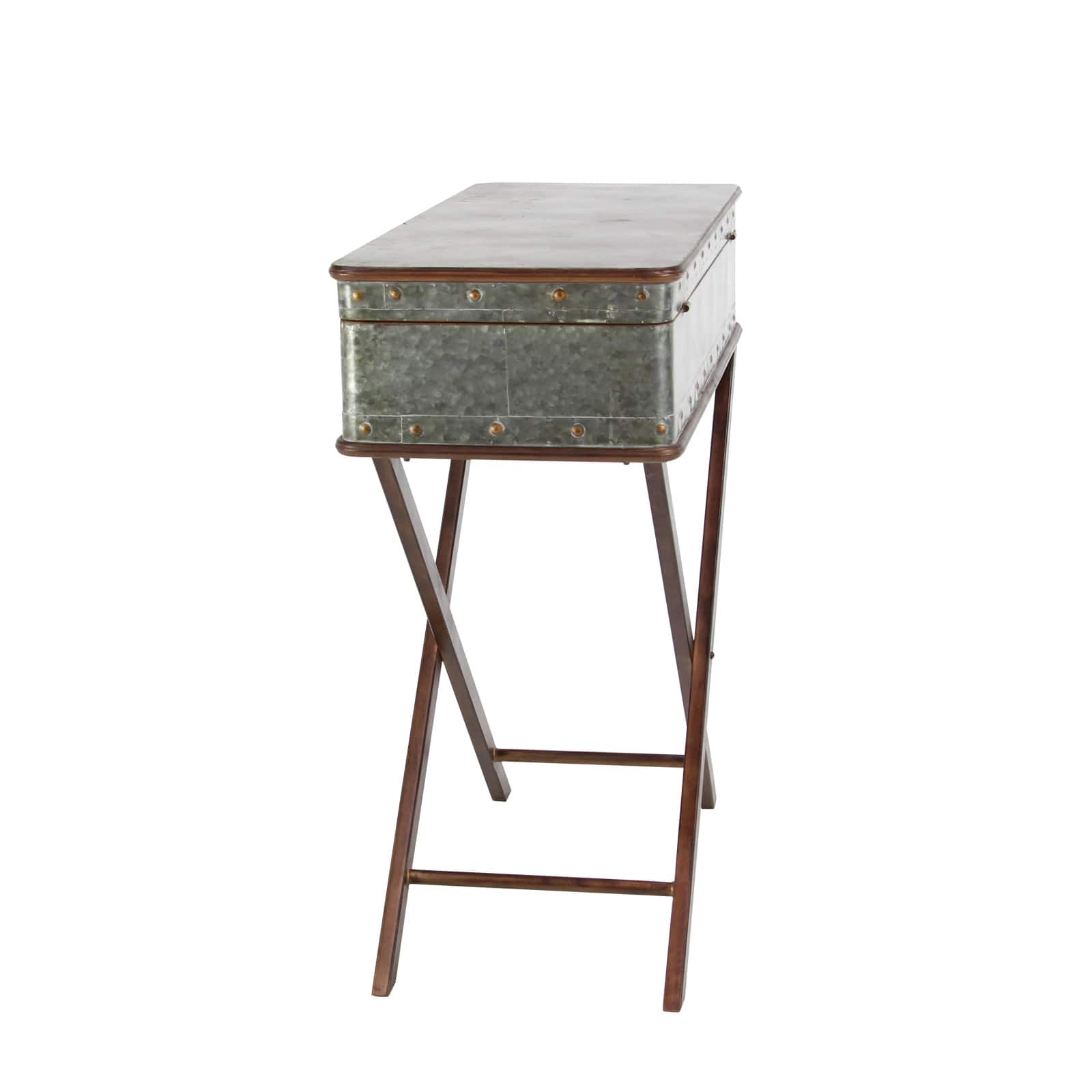 32" Gray Iron Farmhouse Accent Table