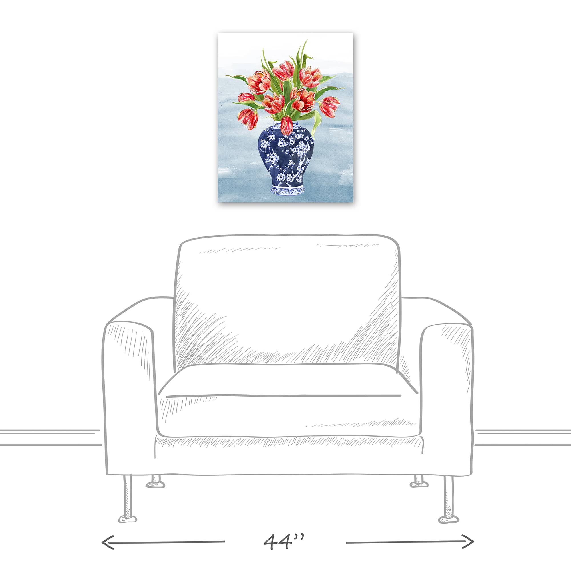 Chinoiseire Tulips 16" x 20" Canvas Wall Art