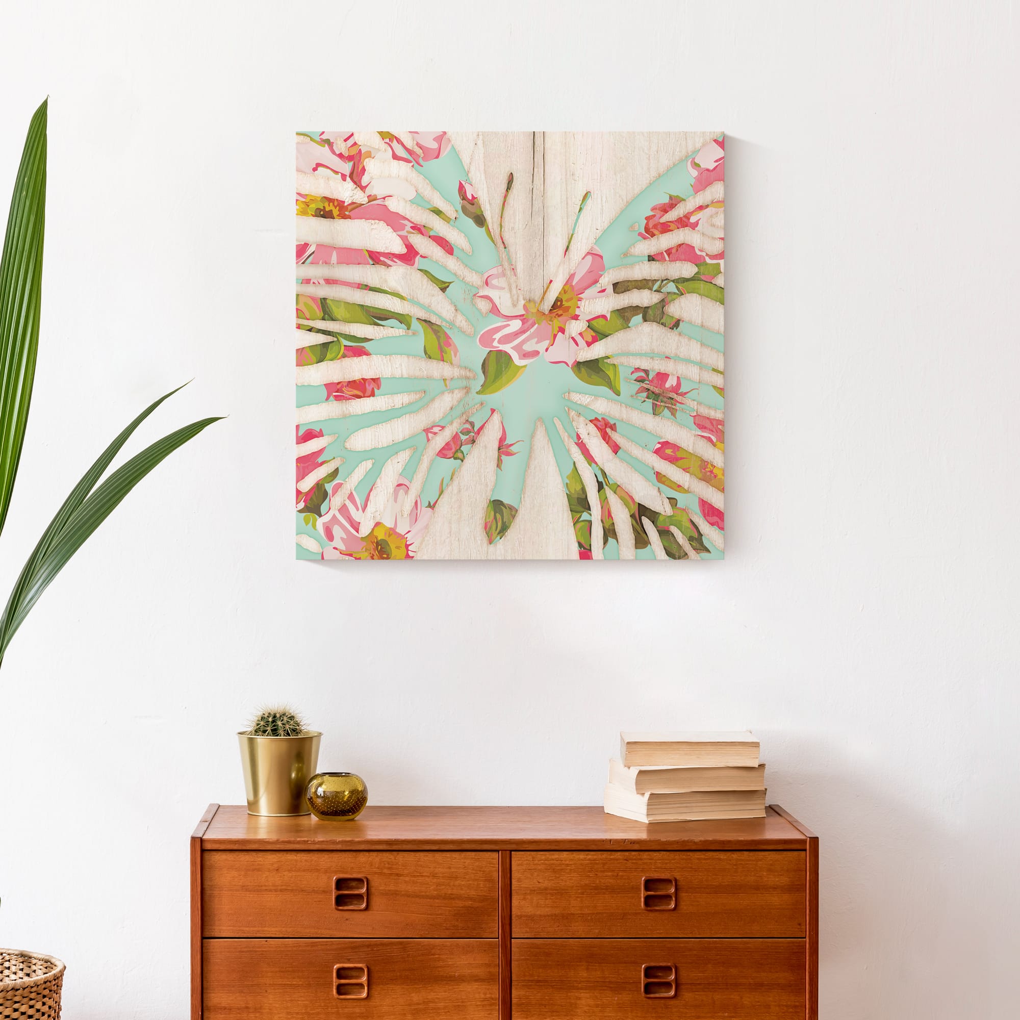 Bright Butterfly Silhouette 20" x 20" Canvas Wall Art