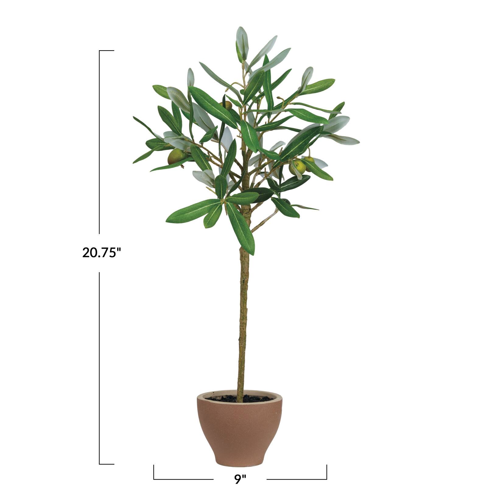 Hello Honey® 20.75" Evergreen Faux Olive Topiary Tree in Dolomite Pot