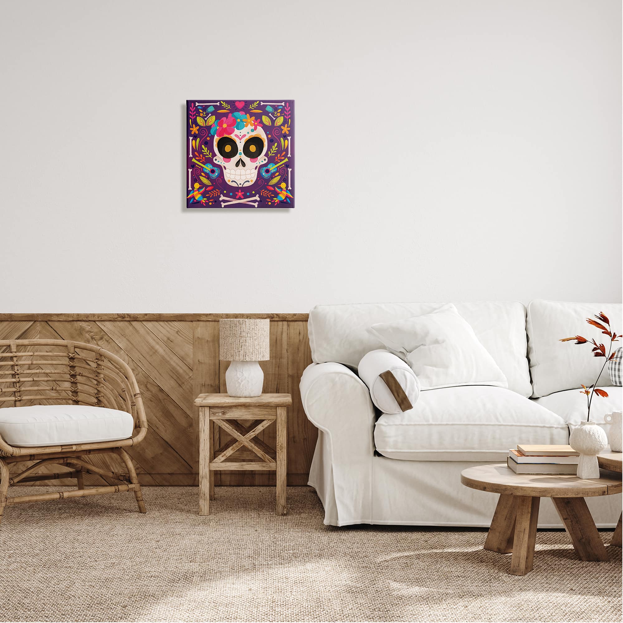 Stupell Industries Day Of Dead Floral Patterned Skull Canvas Wall Art