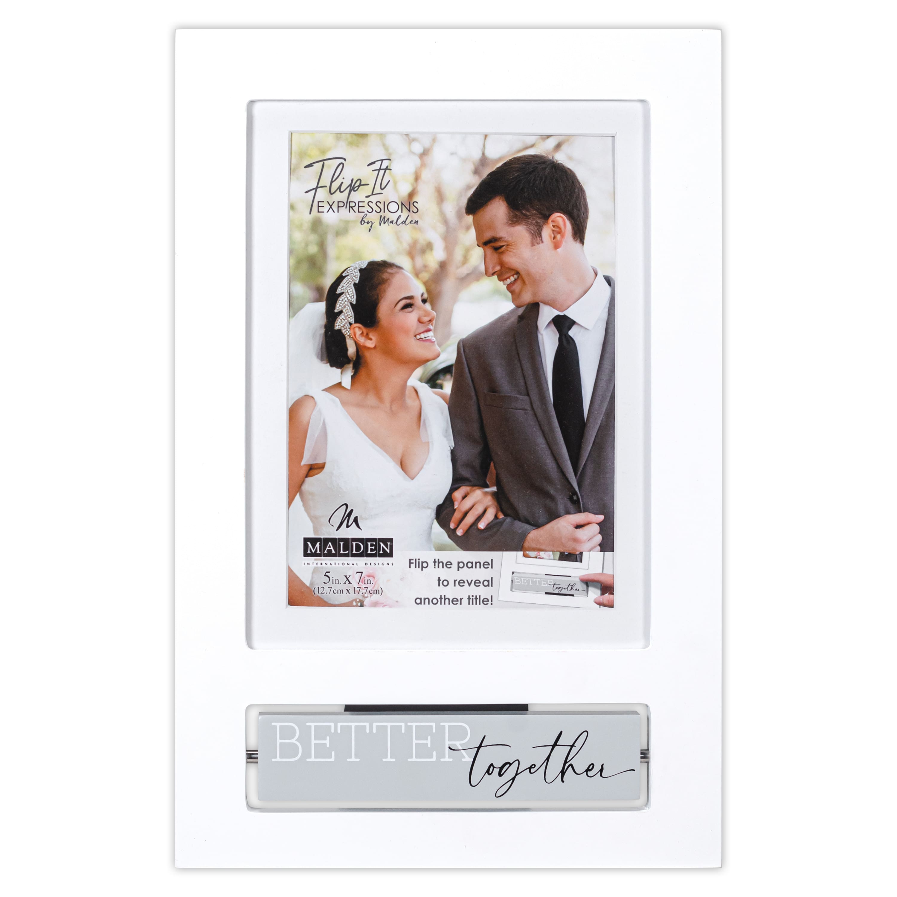 Malden International Designs Happily Ever After White 5" x 7" Flip It Frame