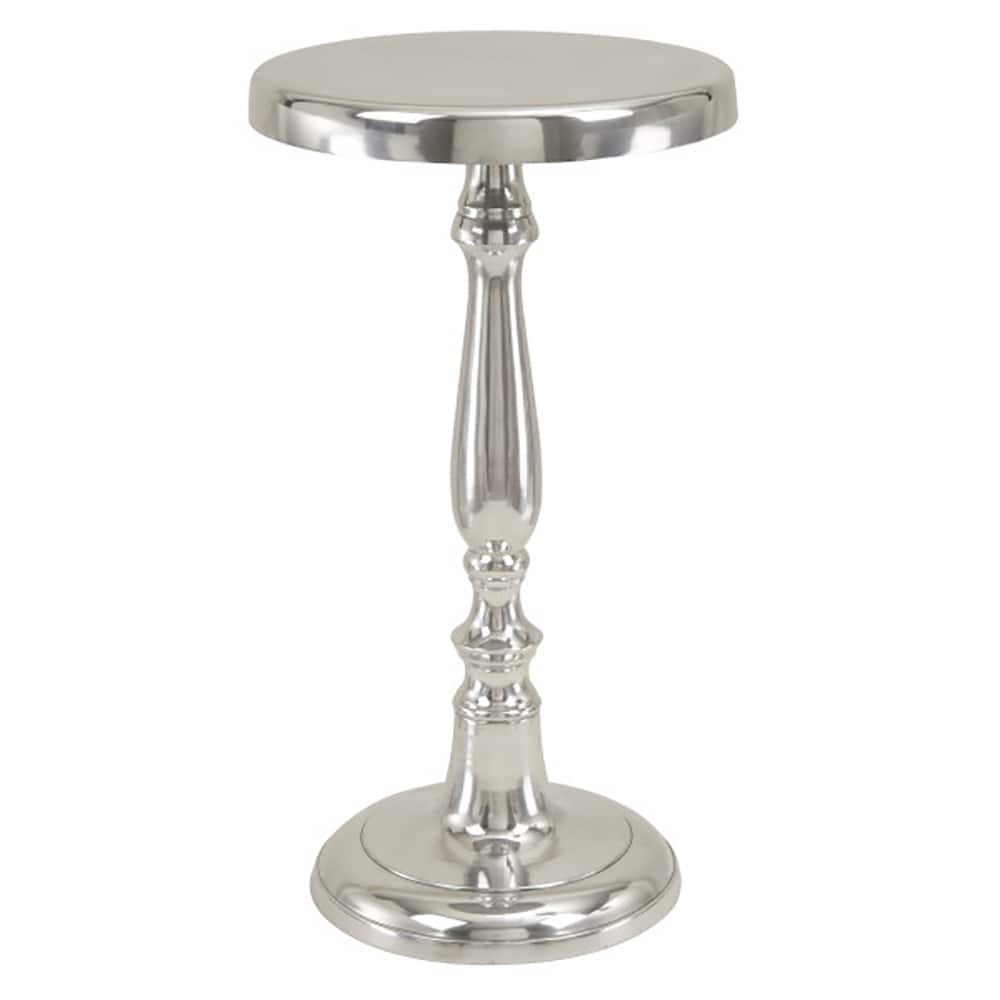 Silver Aluminum Traditional Accent Table