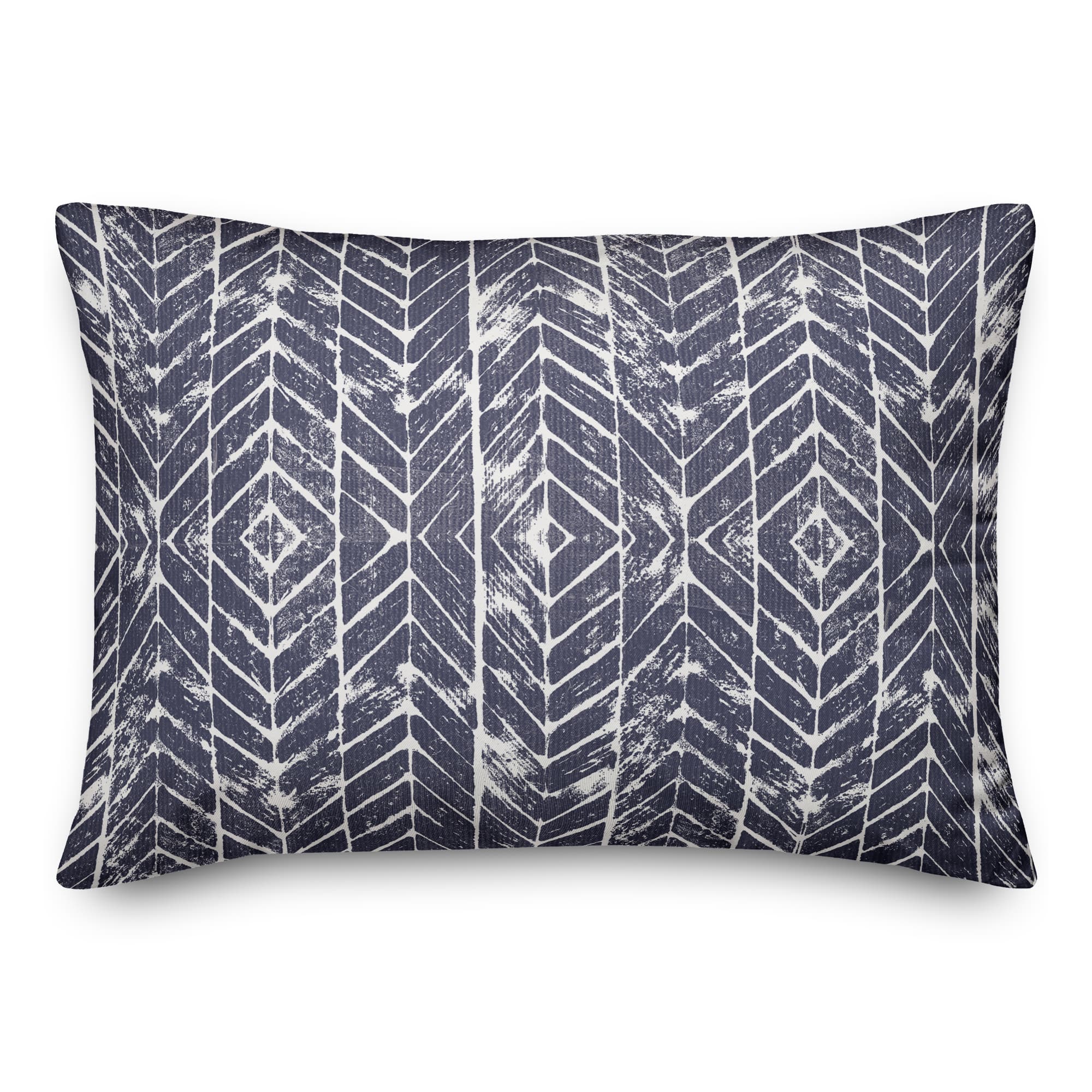 Distressed Indigo Chevron Throw Pillow 14" x 20"