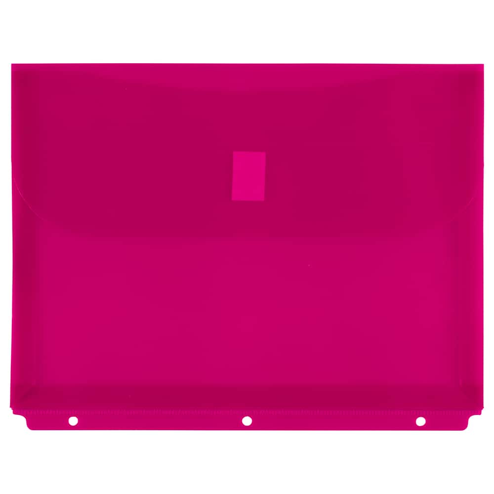 JAM Paper 9.5" x 11.5" Plastic 3 Hole Punch Binder Hook & Loop Closure Envelopes, 6ct.