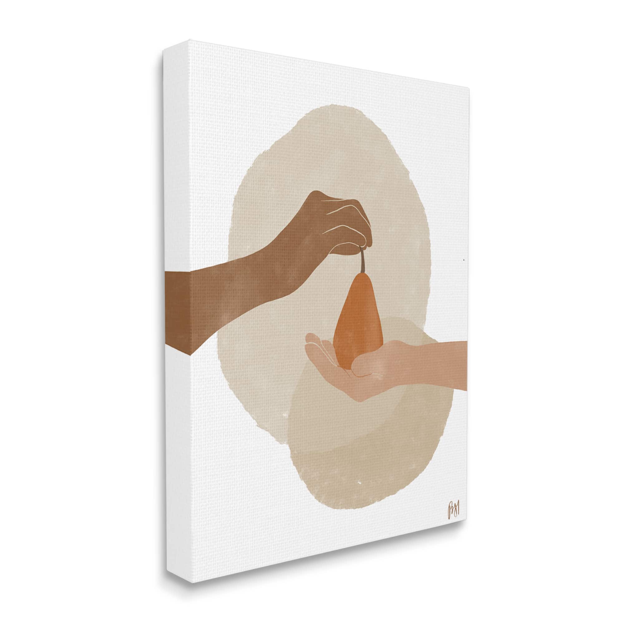 Stupell Industries Abstract Pear Offering Reaching Hands Earth Tones Canvas Wall Art