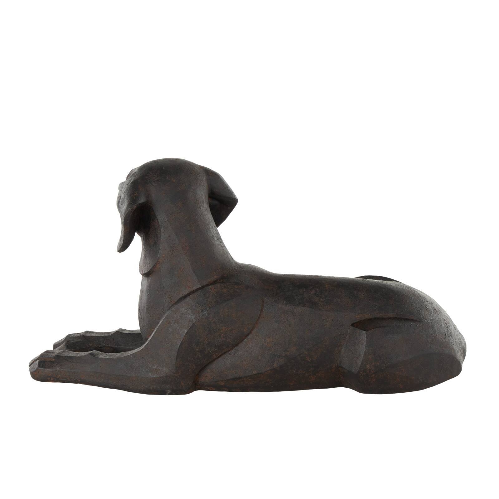 30.5" Black with Copper Shading Sitting Dog Sculpture