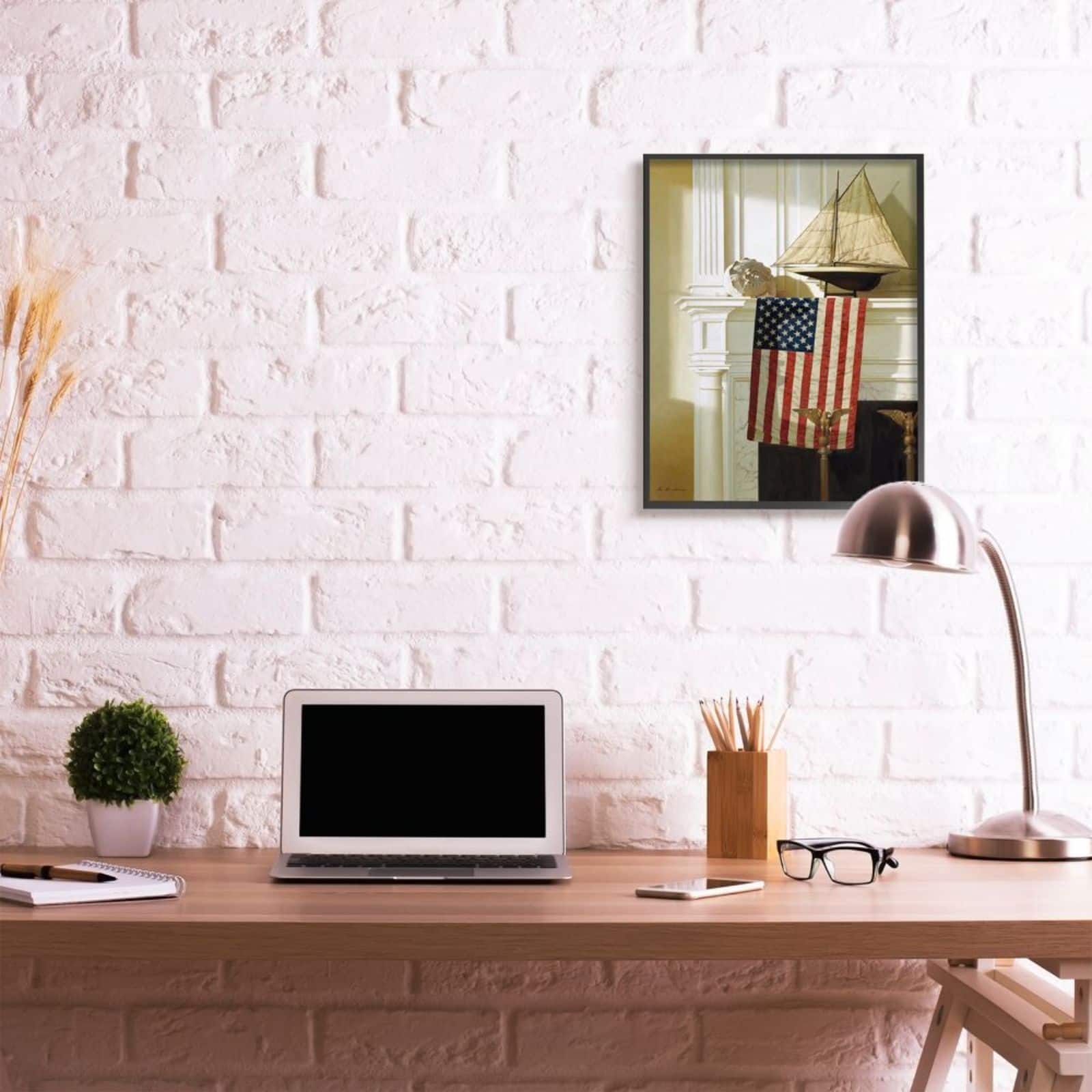 Stupell Industries Nautical Americana Mantle Painting with Black Frame Wall Accent