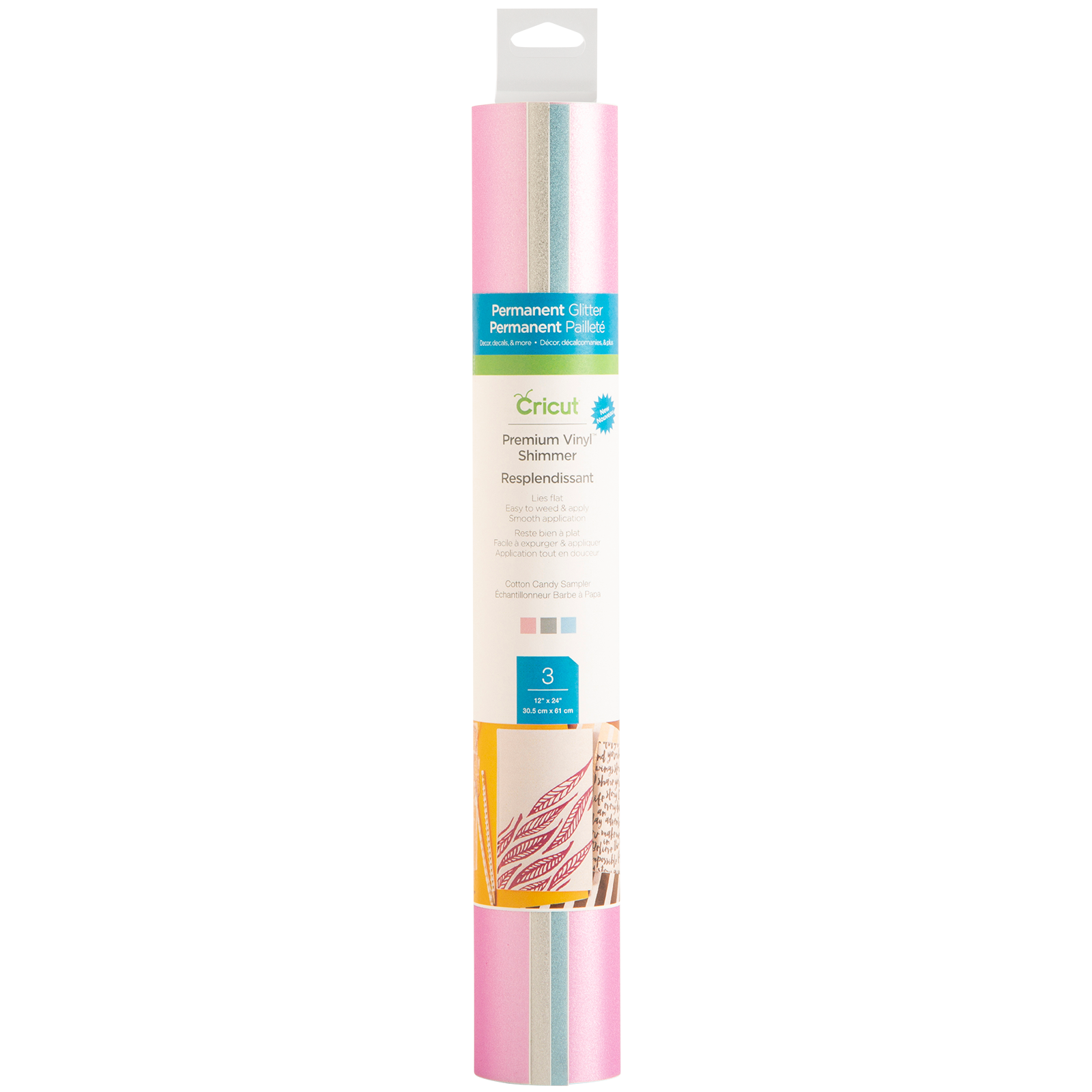9 Packs: 3 ct. (27 total) Cricut® Premium Vinyl™ Shimmer Cotton Candy Sampler