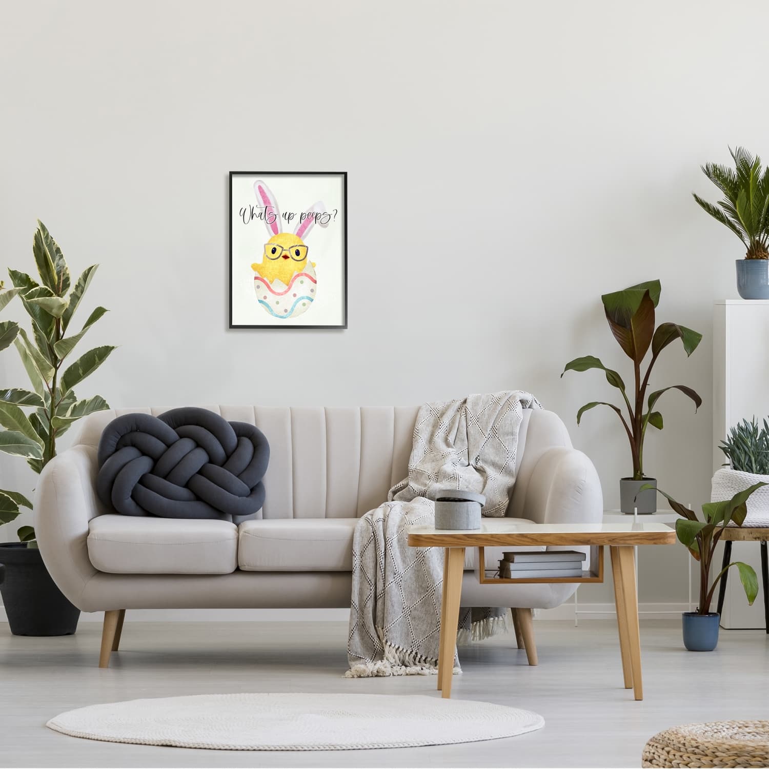 Stupell Industries What's Up Peeps Funny Easter Phrase Hatched Chick Framed Giclee Art