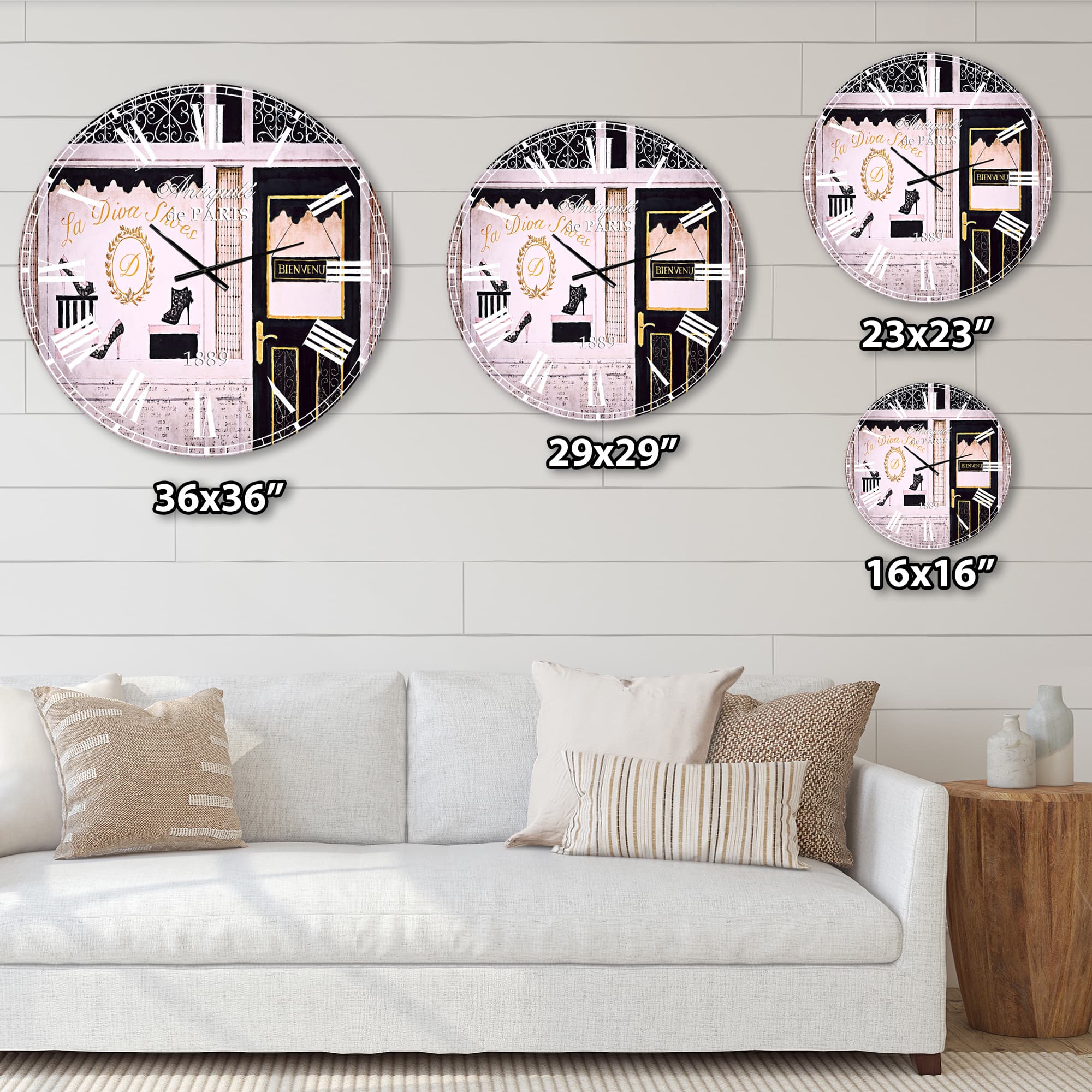 Designart 'Paris Diva Shoes Painting Traditional Wall Clock