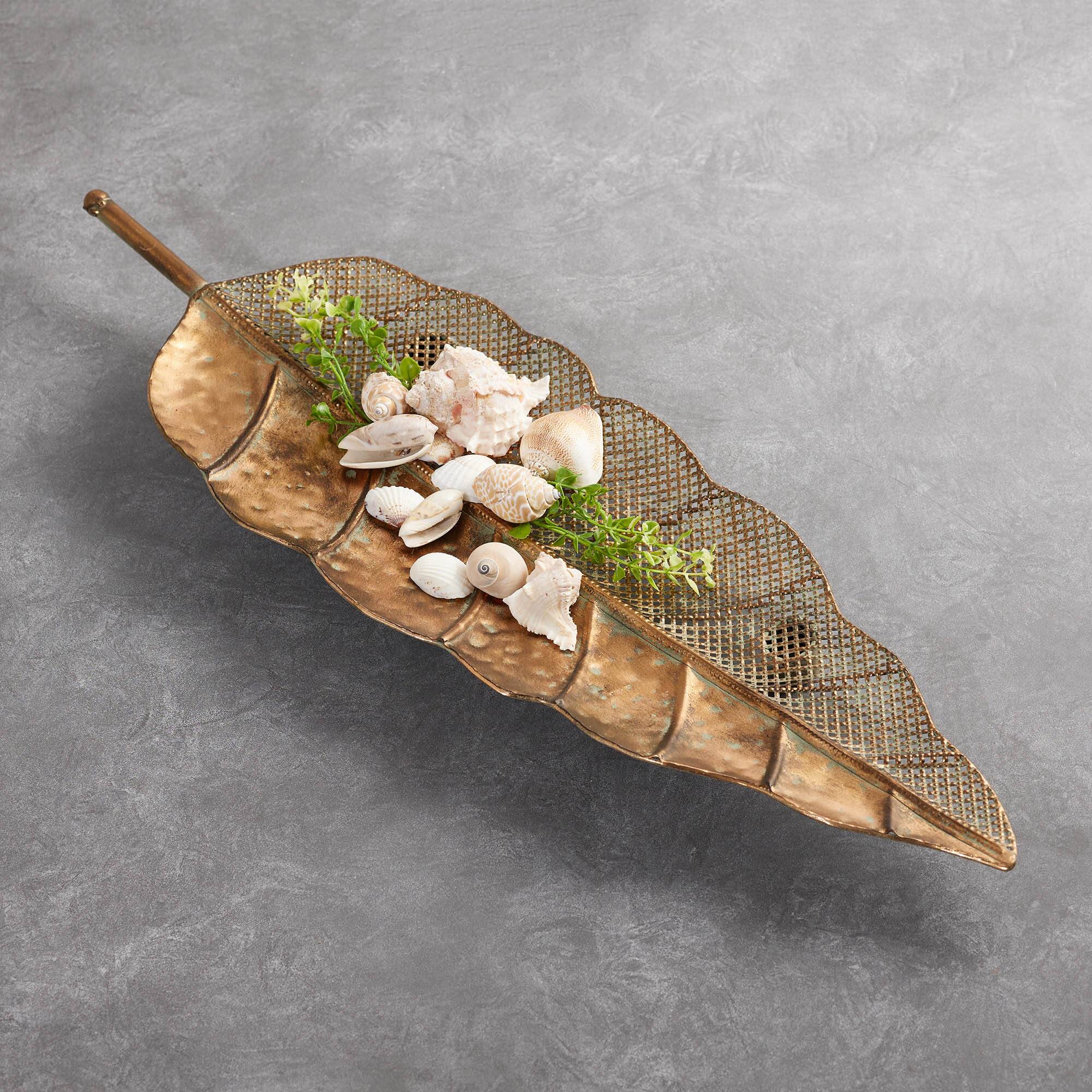 26.25" Distressed Metal Leaf Trays, 2ct.