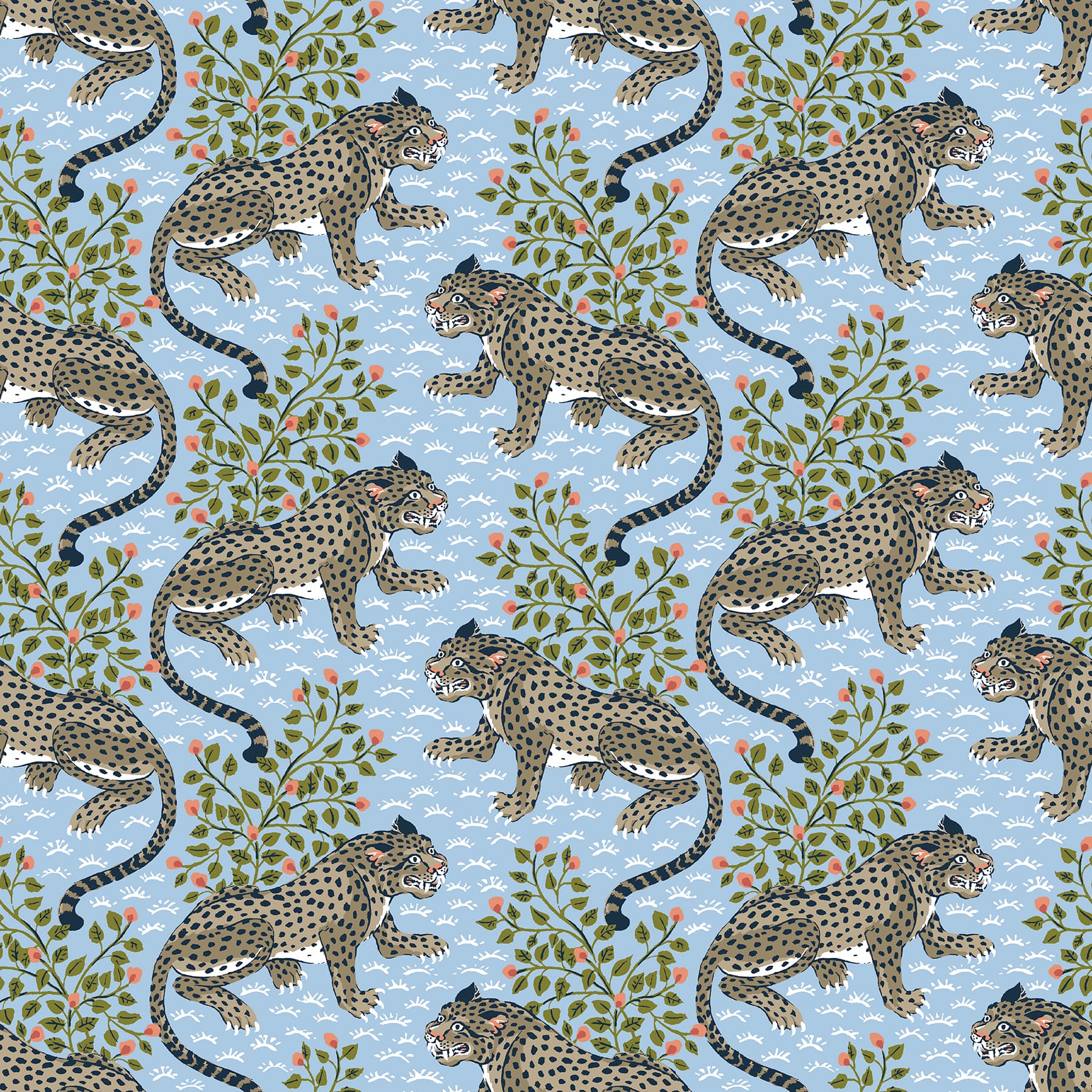 PrintFresh Bagheera Light Blue Peel & Stick Wallpaper