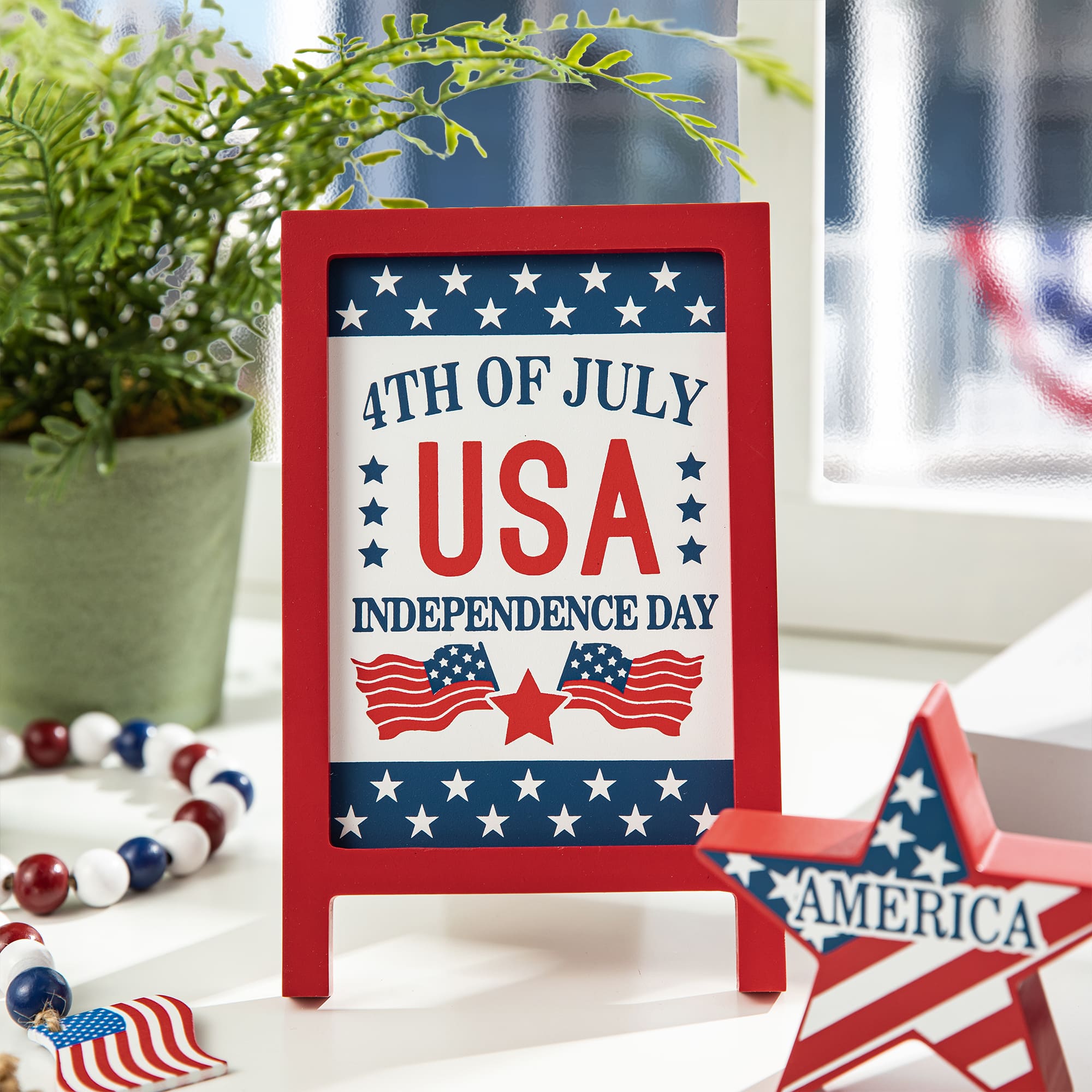 Glitzhome® Patriotic Americana Tabletop Sign Set