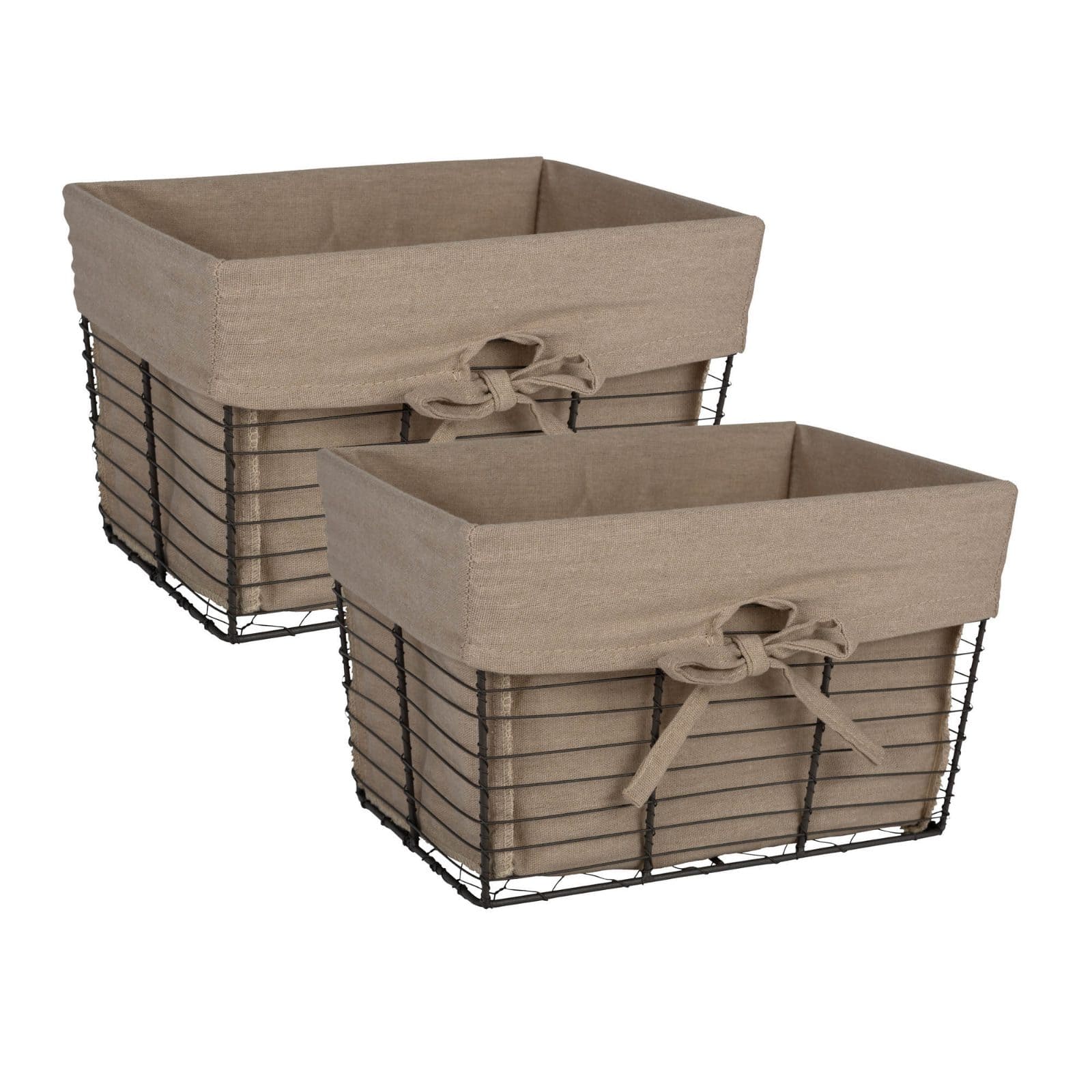 DII® Medium Desert Taupe Lined Vintage Wire Basket, 2ct.