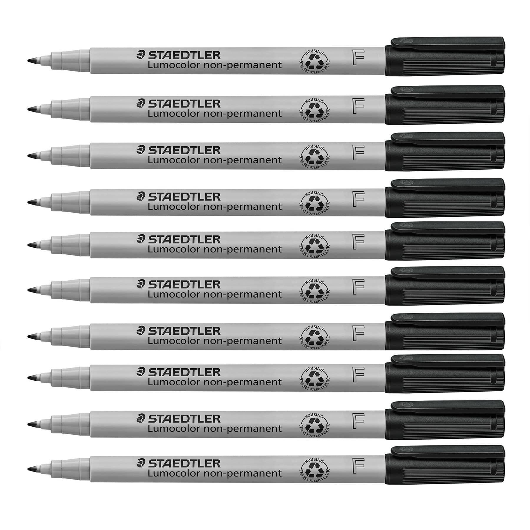 STAEDTLER® 0.6mm Black Fine Lumocolor Non-Permanent Wet Erase, 10ct.