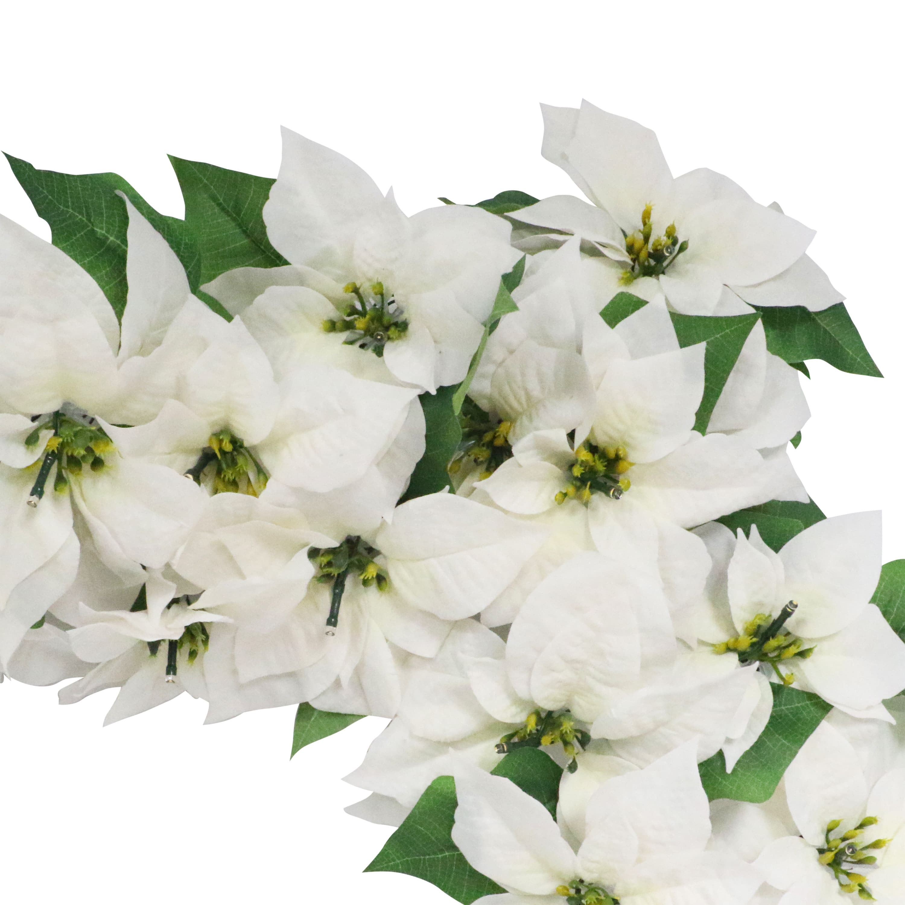 6ft. Pre-Lit White Poinsettia Artificial Garland
