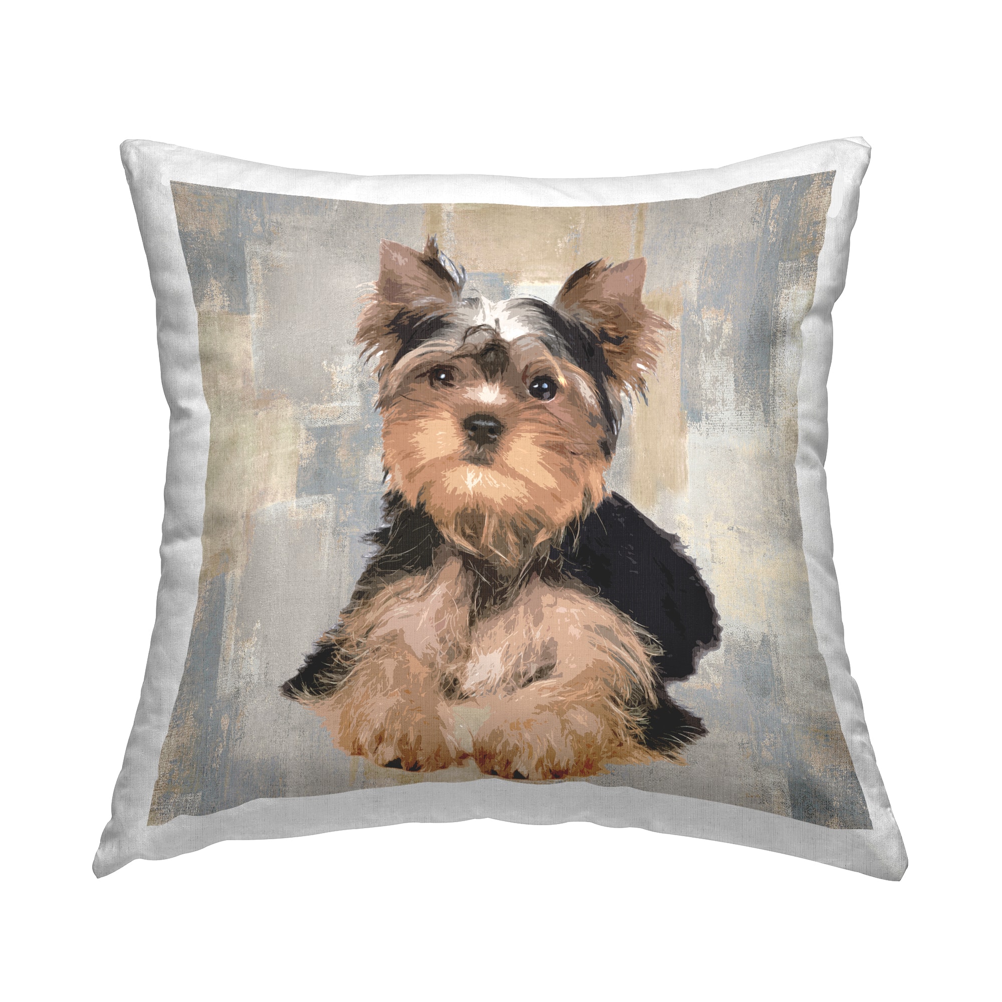 Stupell Industries Yorkshire Terrier Dog Neutral Patchwork Pattern Throw Pillow 18" x 18"