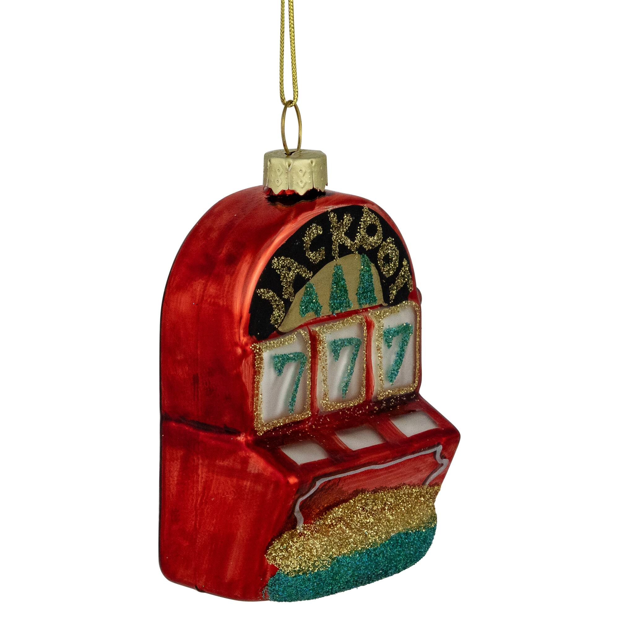 3.25" Lucky 7's Jackpot Slots Glass Christmas Ornament