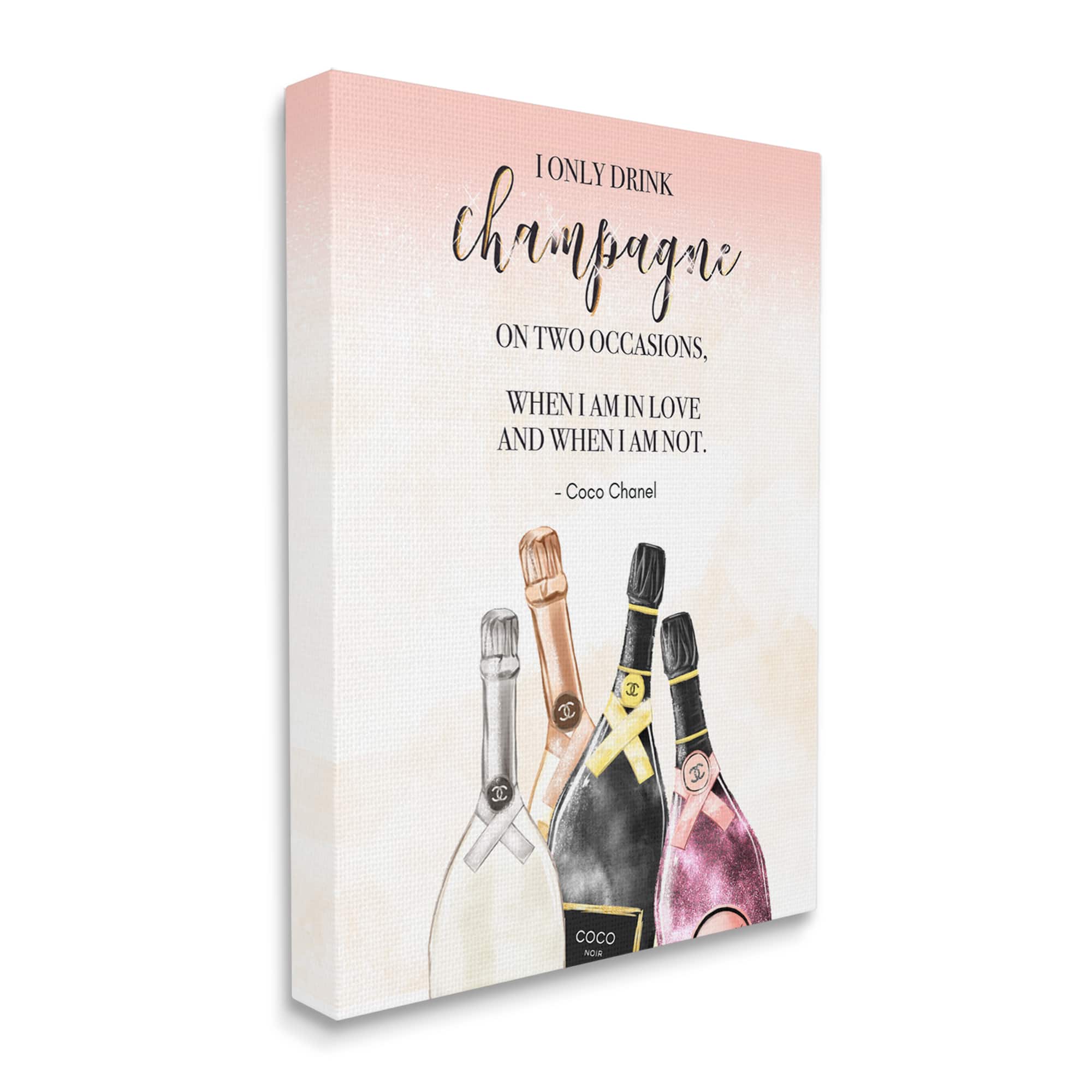 Stupell Industries Champagne and Love Quote Fashion Designer Glam Text Canvas Wall Art