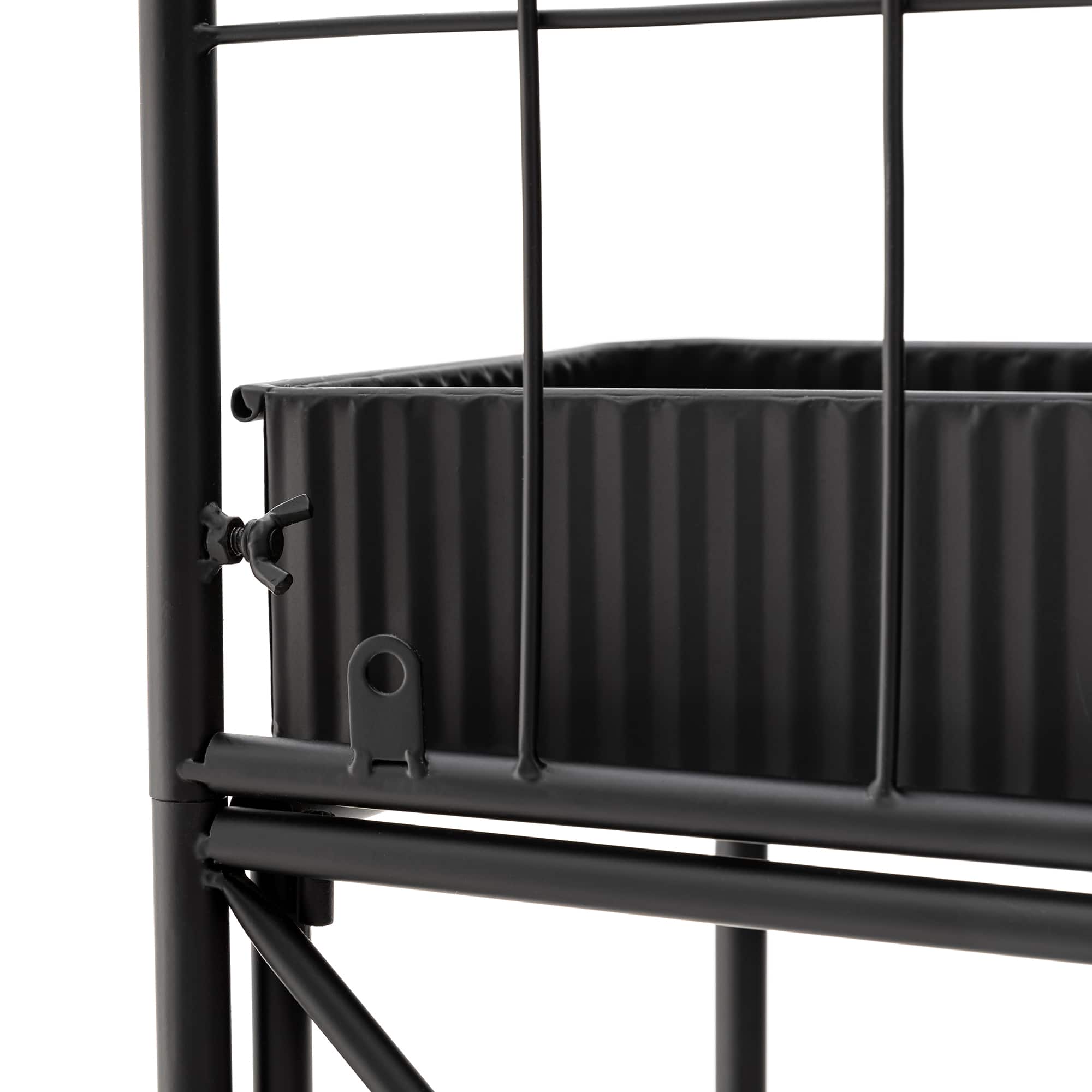 Glitzhome® 68" 3-Tier Black Metal Shelf Planter Stand
