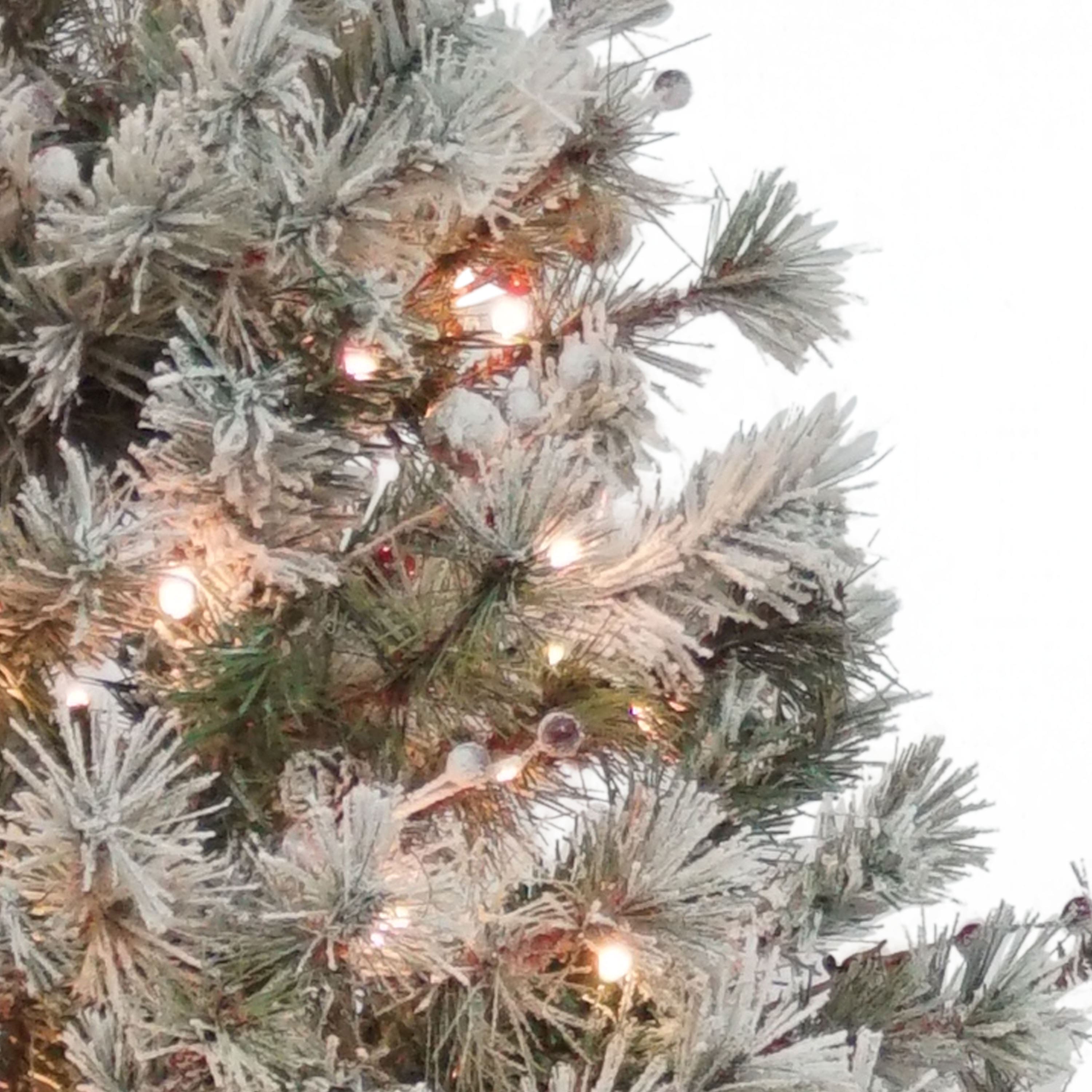 7.5ft. Pre-Lit Flocked Idaho Spruce Artificial Christmas Tree, Warm White Lights