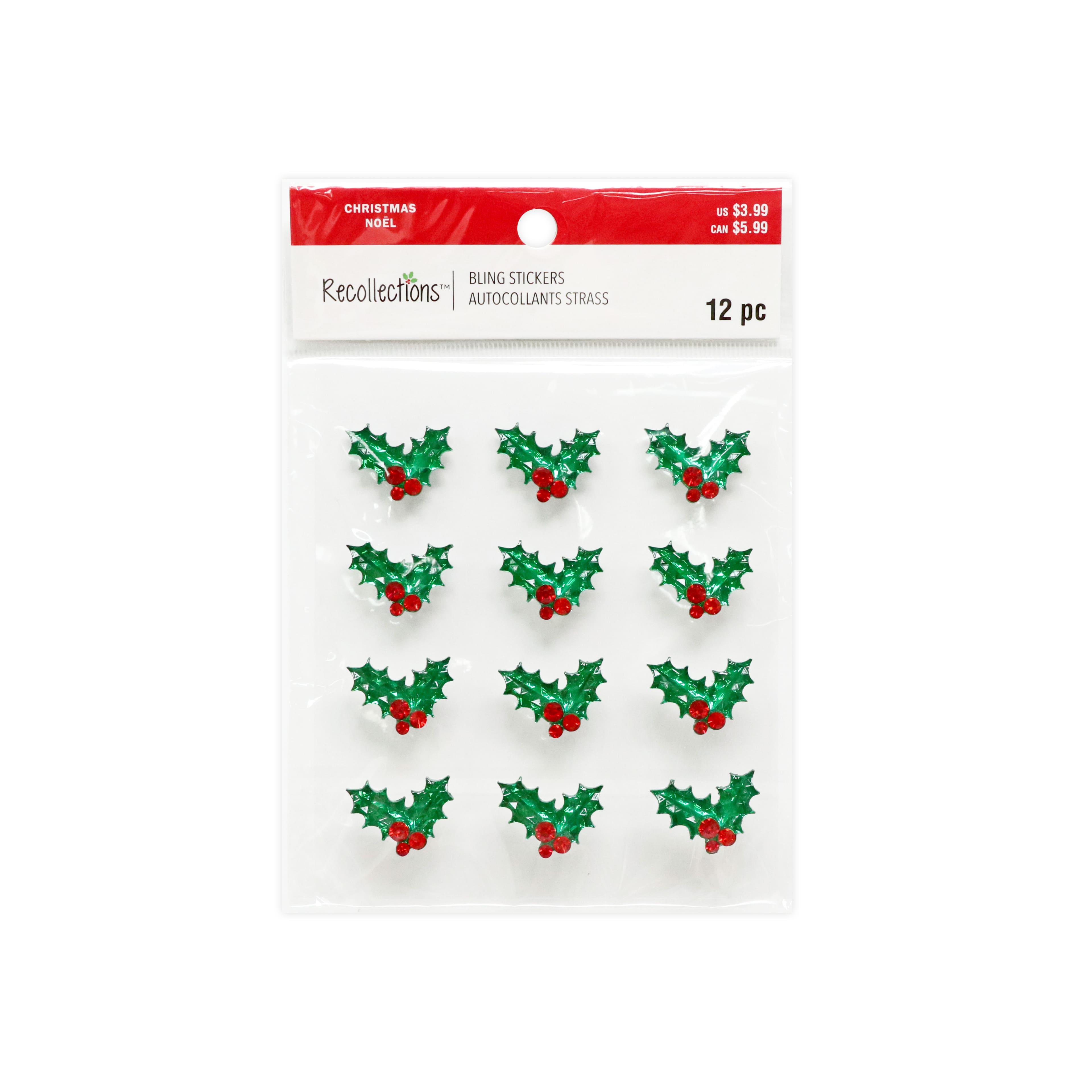 Red & Green Christmas Holly Bling Stickers, 12ct. by Recollections™