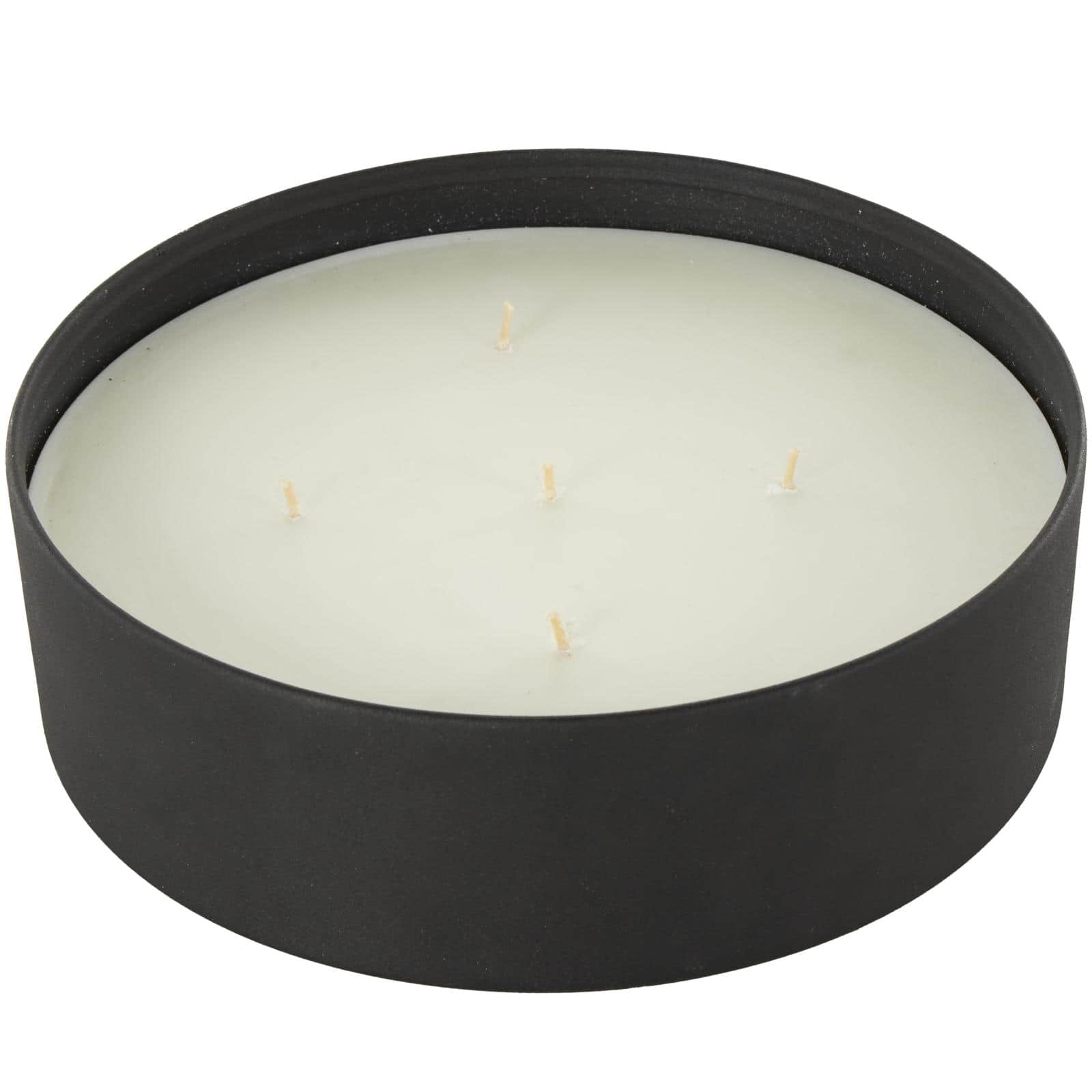 Ivory and Iris 59oz. Black 5 Wick Creamy Vanilla Swirl Scented Textured Metal Candle with White Wax