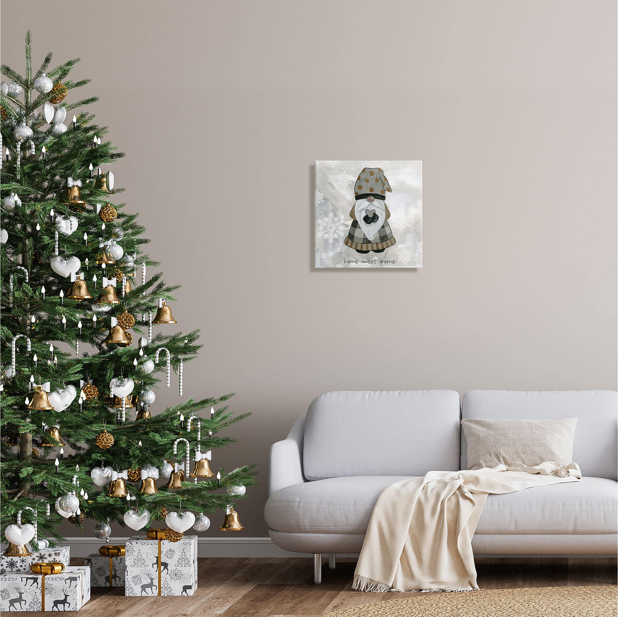 Stupell Industries Home Sweet Gnome Winter Snowflakes Canvas Wall Art