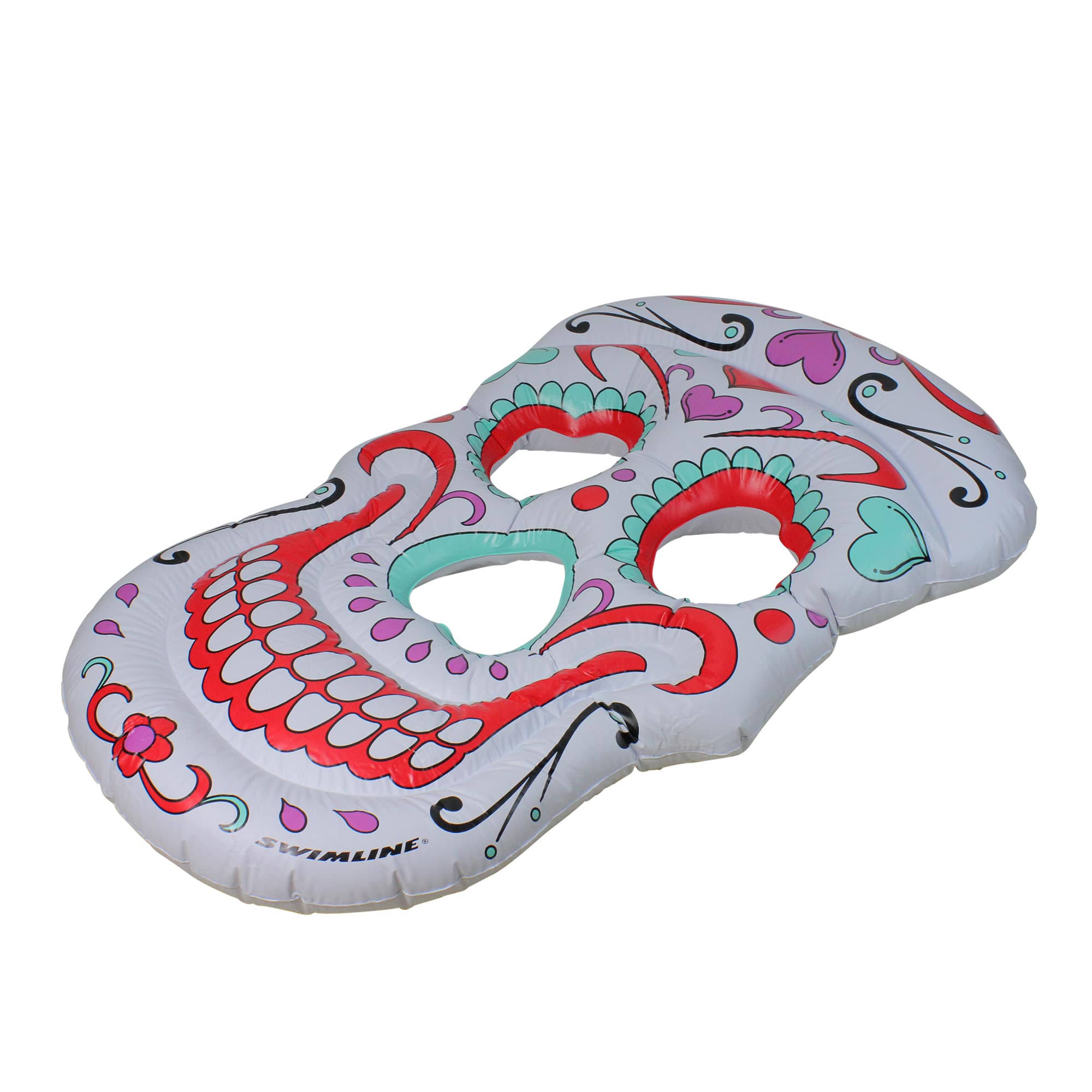 Swimline 5ft. Inflatable White & Pink Sugar Skull Swimming Pool Float