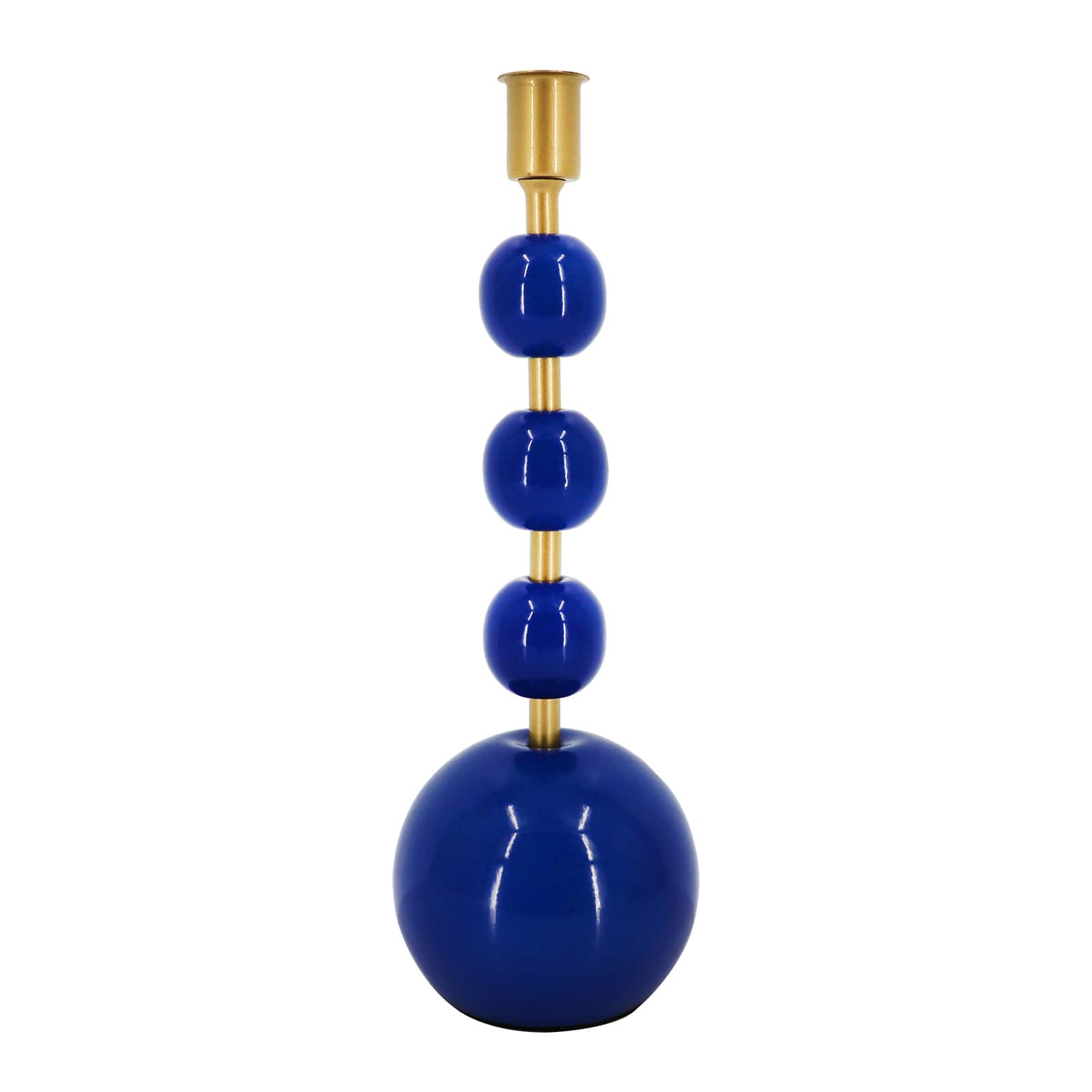 Jonathan Adler x Michaels 11.75" Dark Blue & Gold Metal Tabletop Taper Candle Holder