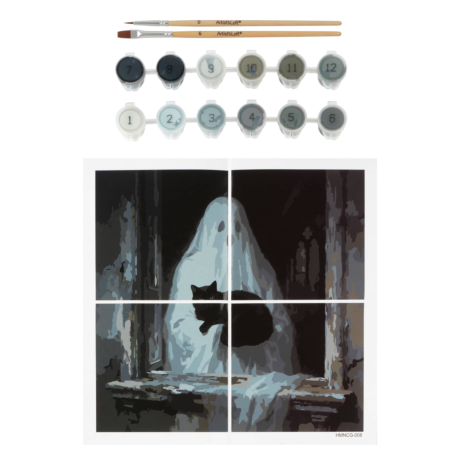 Ghost & Black Cat in Window Paint-by-Number Gallery Mini Kit by Artist's Loft®