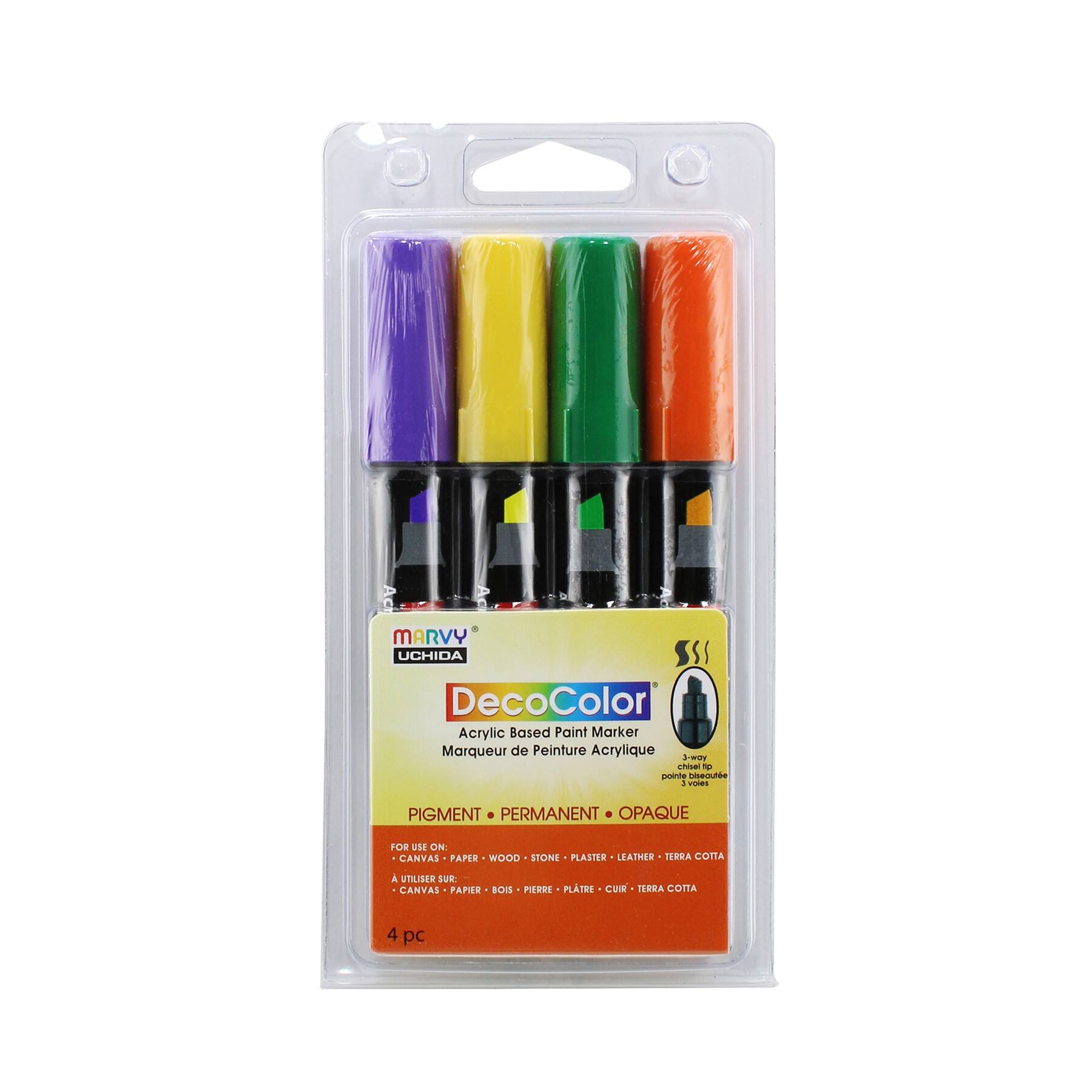 Marvy Uchida® DecoColor® Chisel Tip 4 Festive Colors Acrylic Paint Marker Set